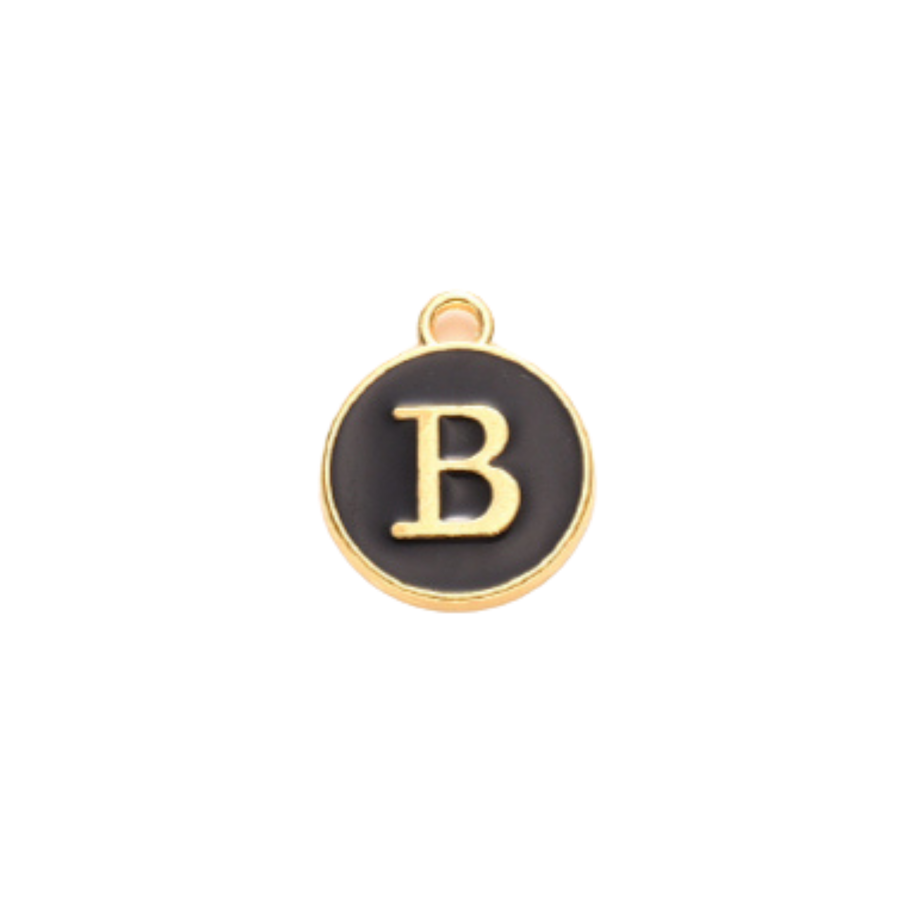 Gold Alloy Colorful Round Initial Charm Individual Letters