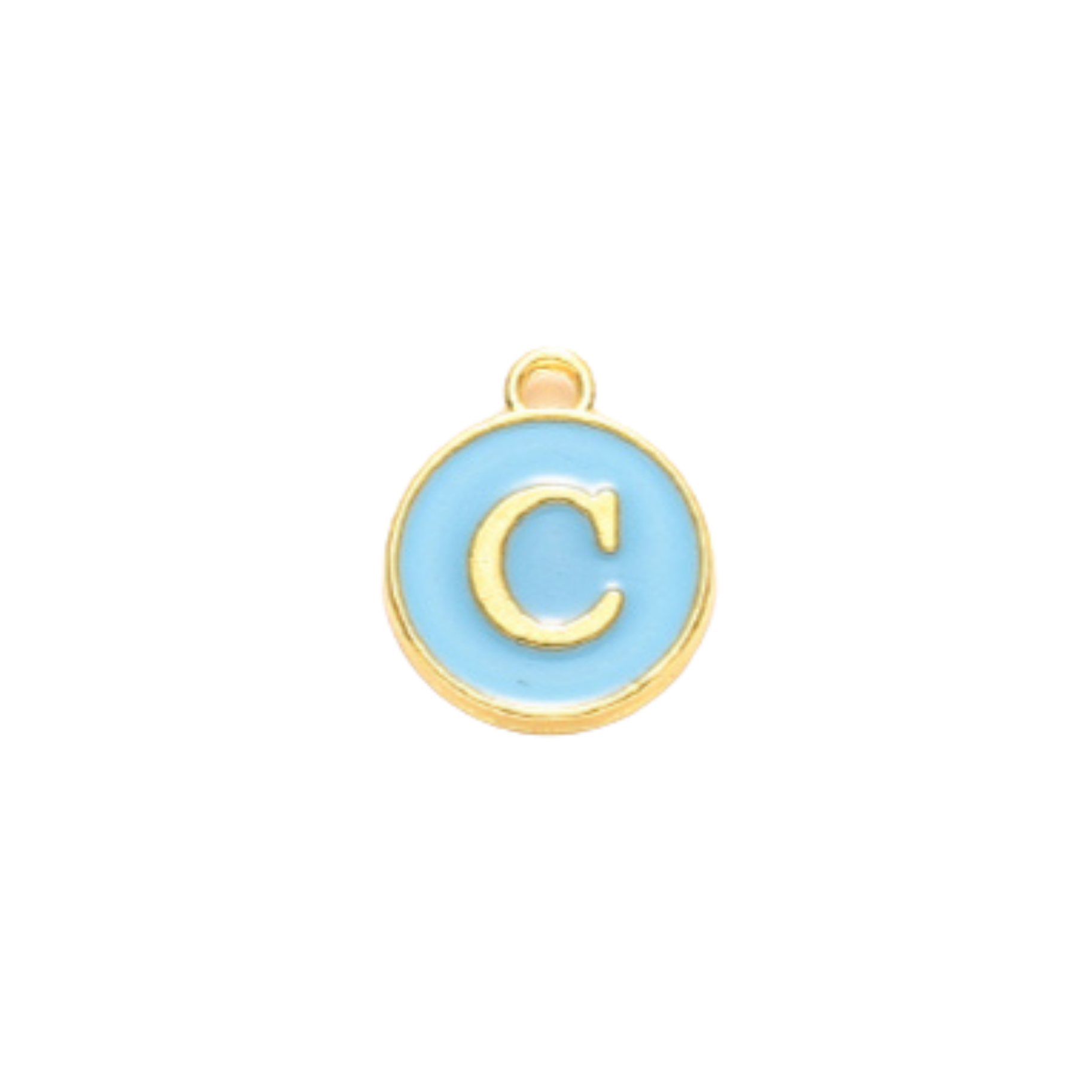 Gold Alloy Colorful Round Initial Charm Individual Letters
