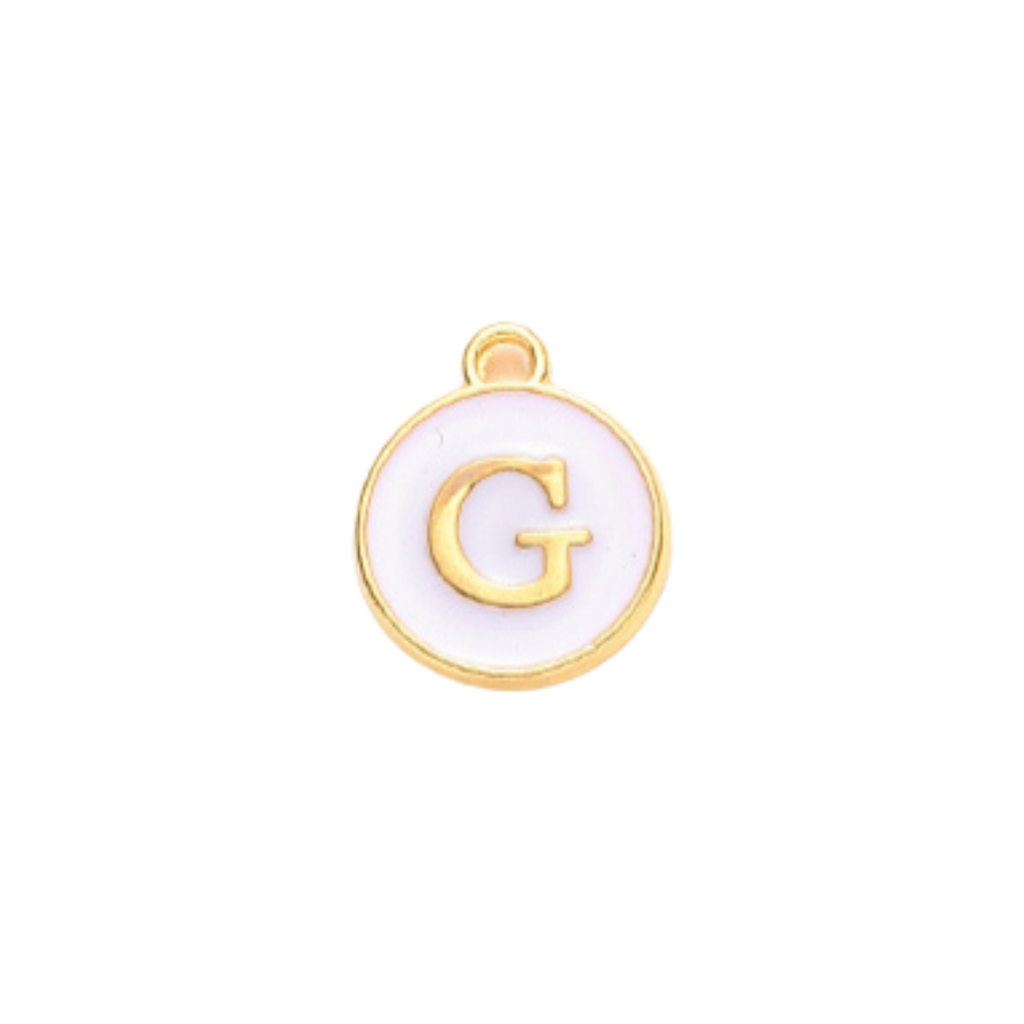 Gold Alloy Colorful Round Initial Charm Individual Letters