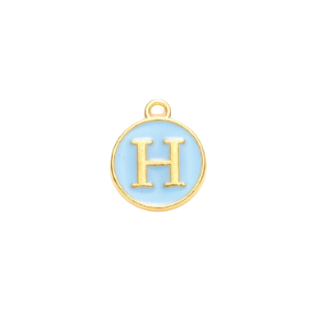 Gold Alloy Colorful Round Initial Charm Individual Letters