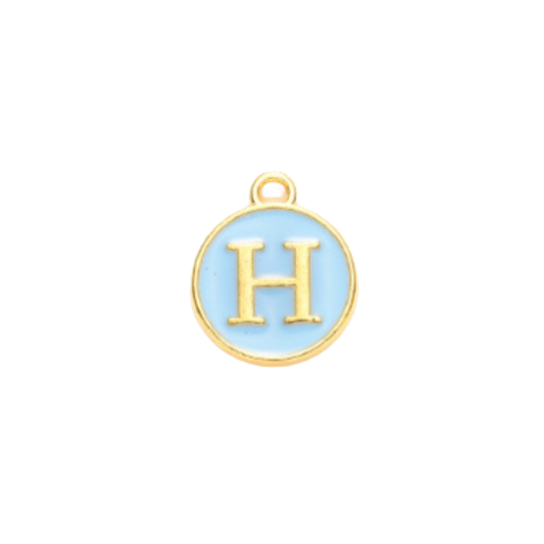 Gold Alloy Colorful Round Initial Charm Individual Letters