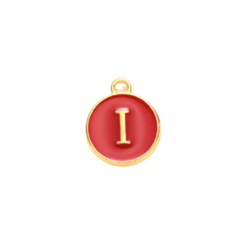 Gold Alloy Colorful Round Initial Charm Individual Letters