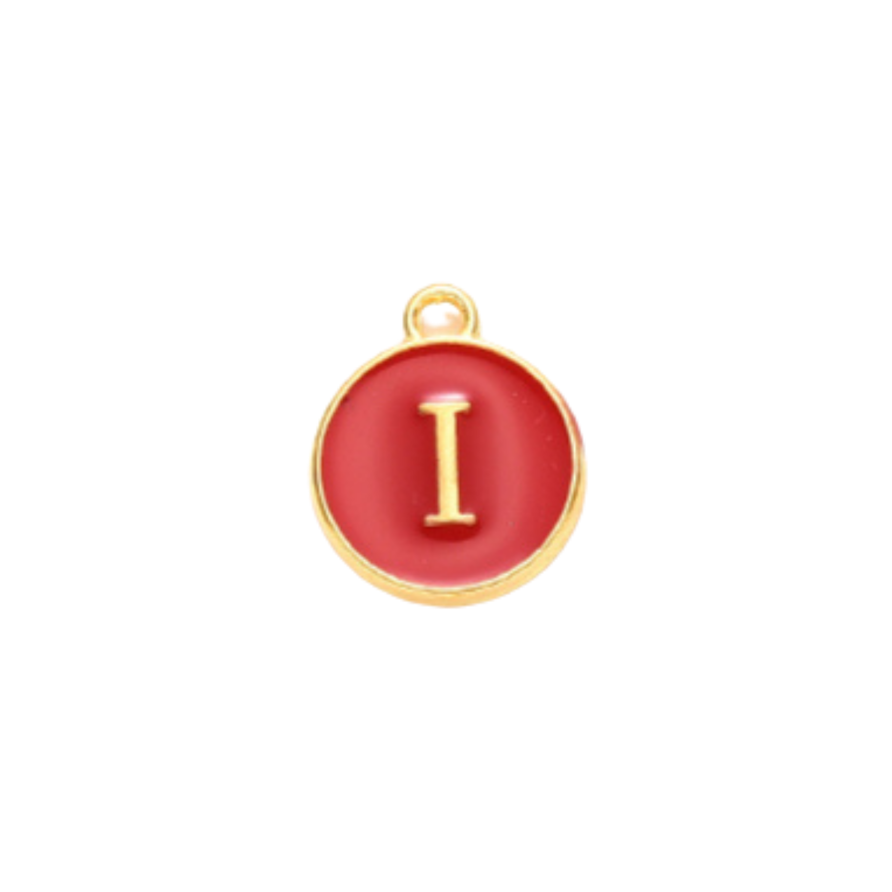 Gold Alloy Colorful Round Initial Charm Individual Letters