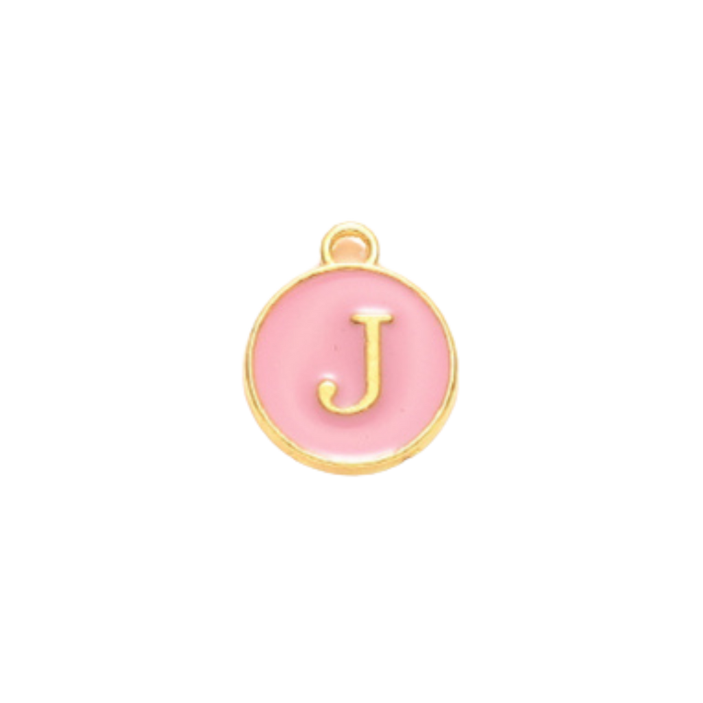 Gold Alloy Colorful Round Initial Charm Individual Letters