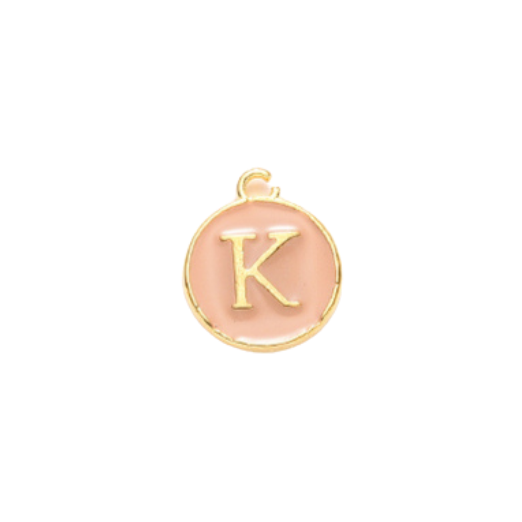 Gold Alloy Colorful Round Initial Charm Individual Letters