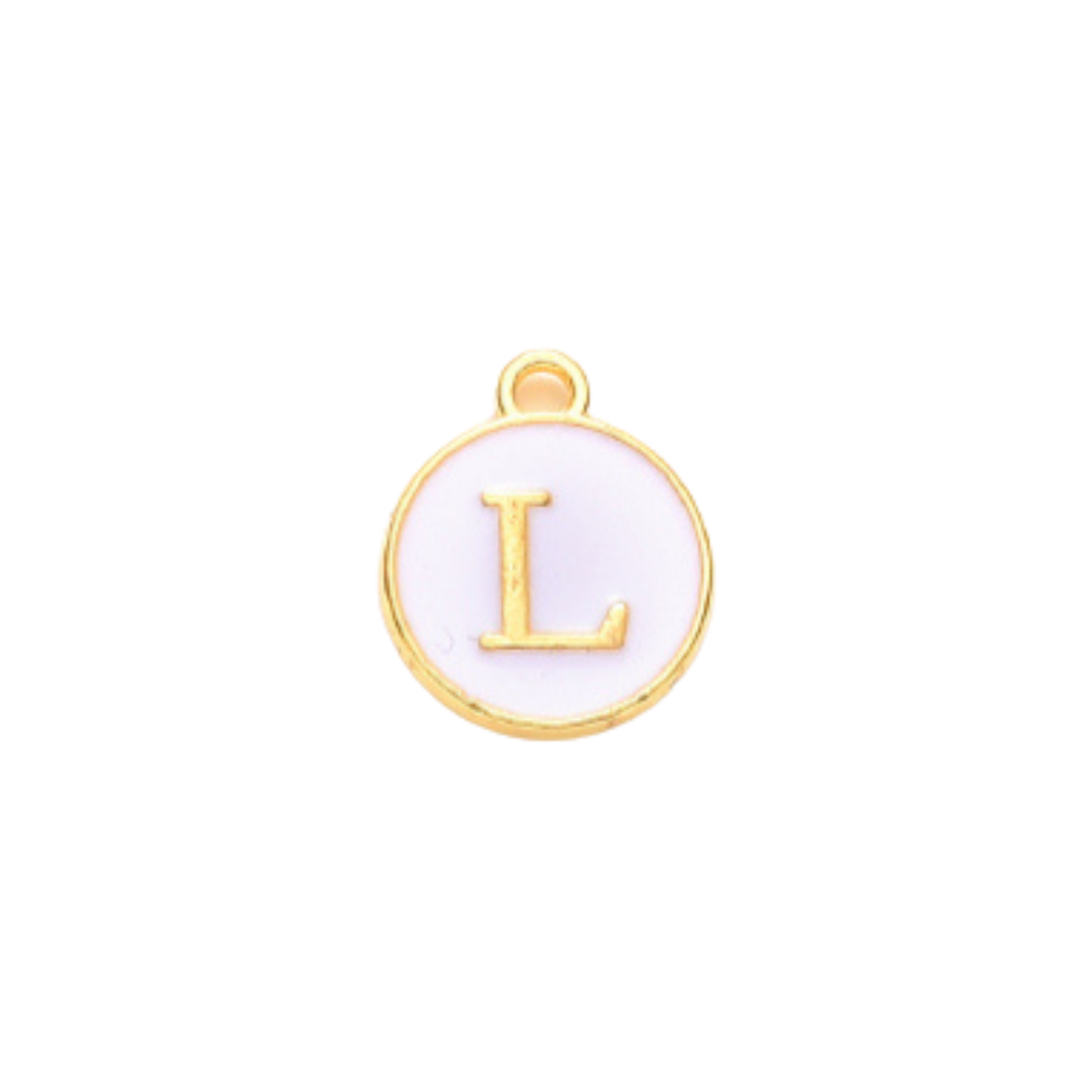 Gold Alloy Colorful Round Initial Charm Individual Letters