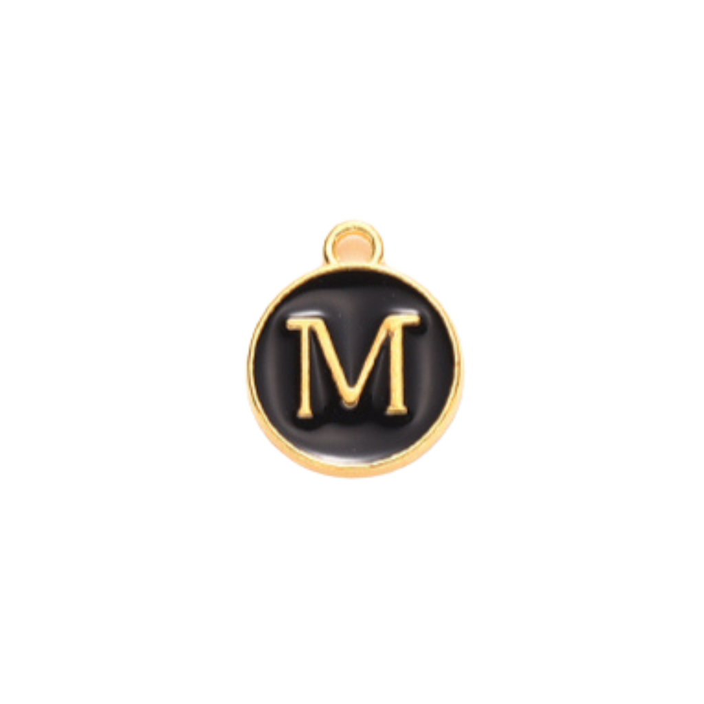 Gold Alloy Colorful Round Initial Charm Individual Letters