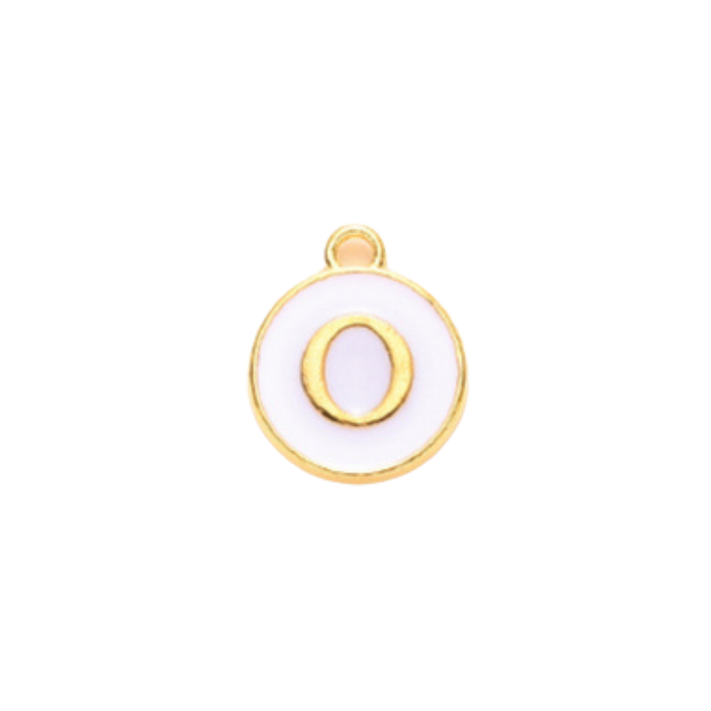 Gold Alloy Colorful Round Initial Charm Individual Letters