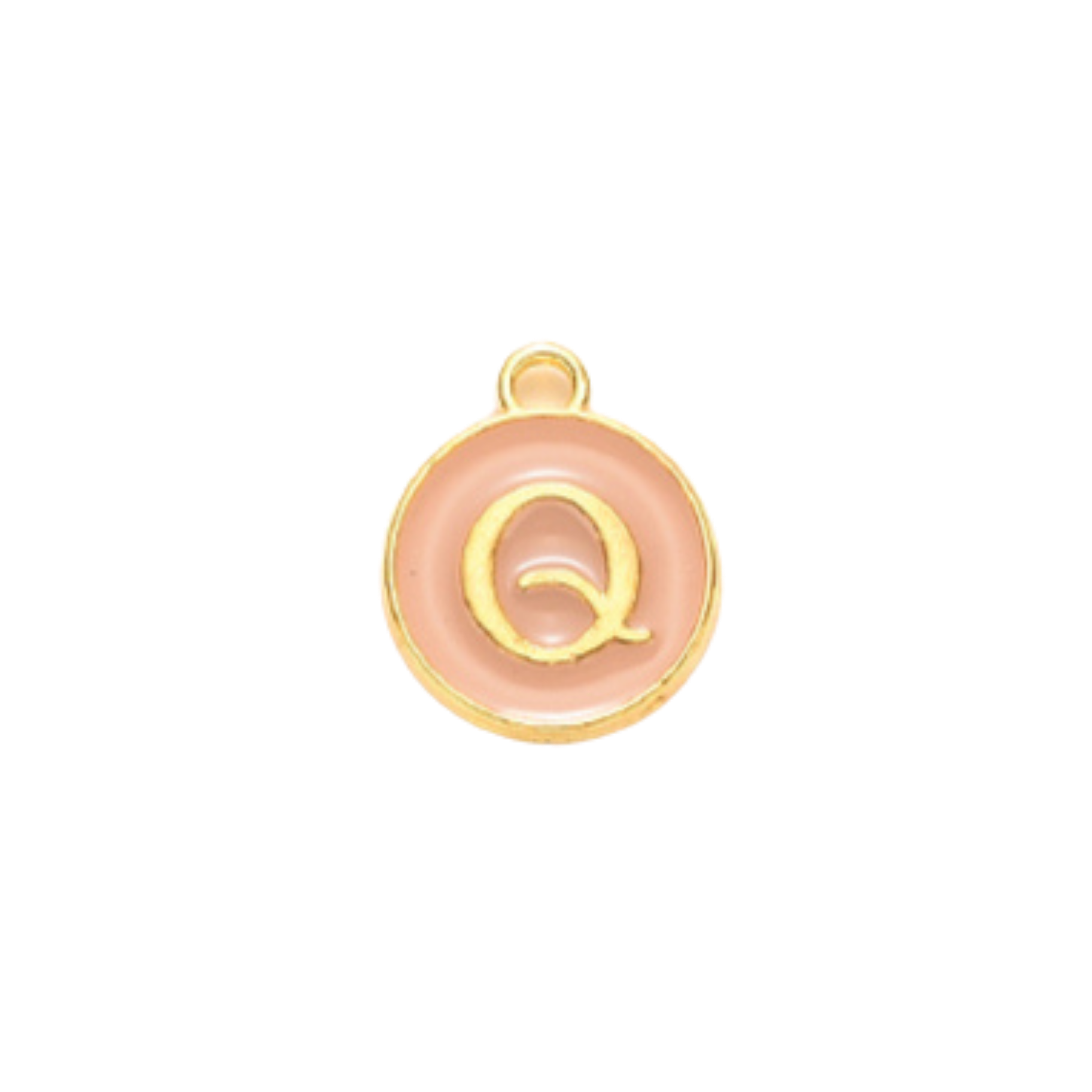 Gold Alloy Colorful Round Initial Charm Individual Letters