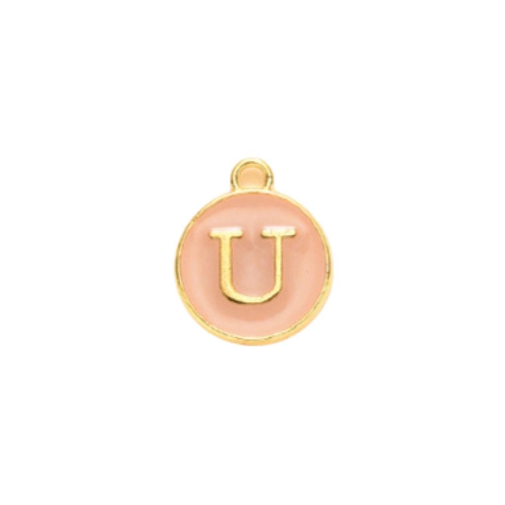 Gold Alloy Colorful Round Initial Charm Individual Letters