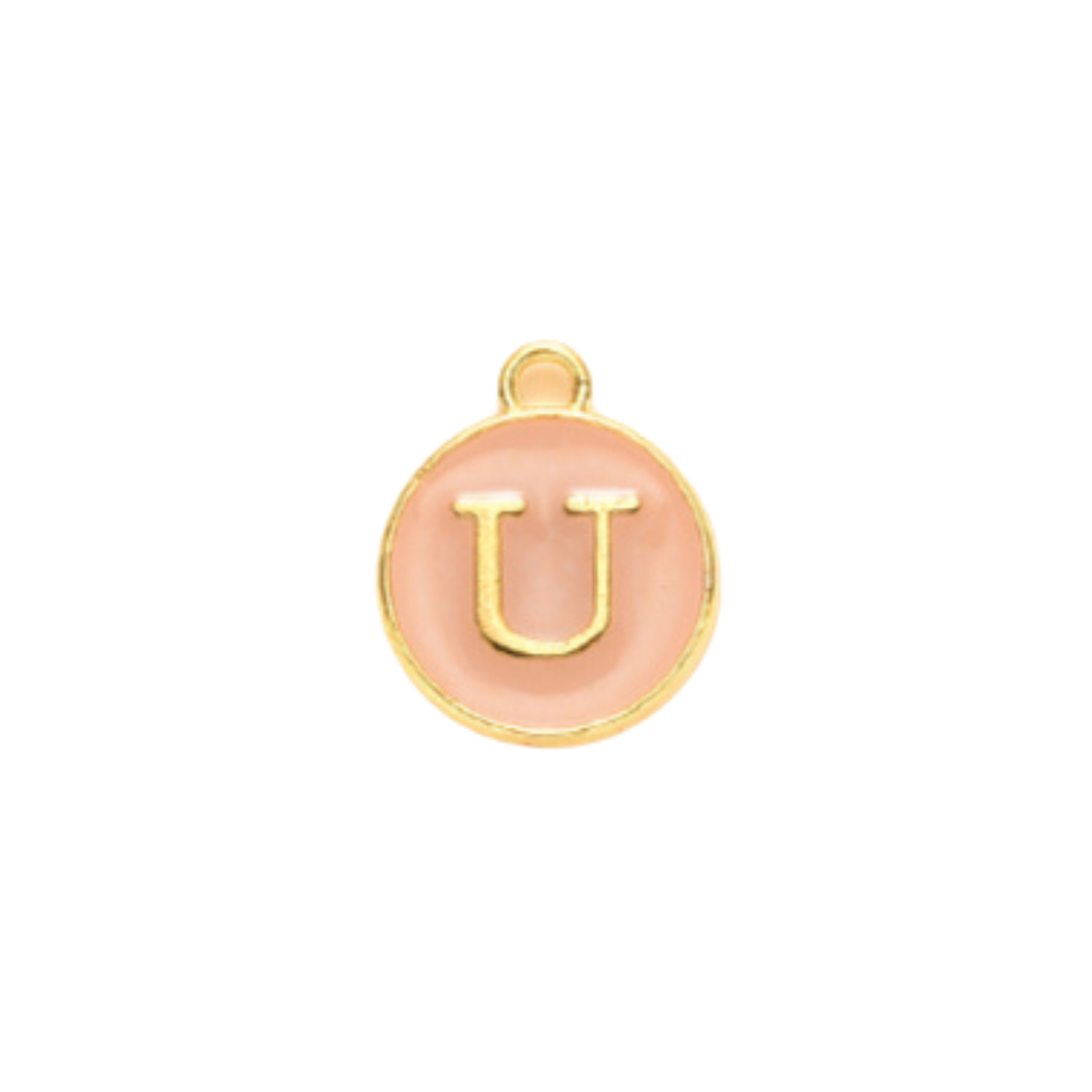 Gold Alloy Colorful Round Initial Charm Individual Letters