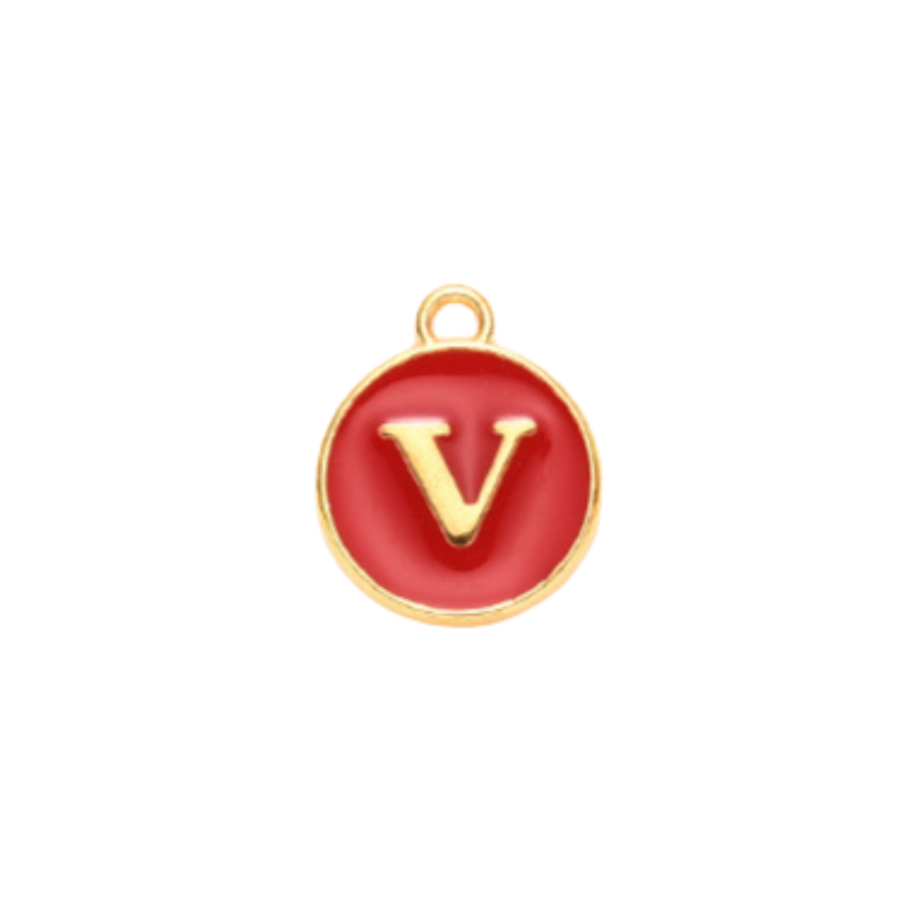 Gold Alloy Colorful Round Initial Charm Individual Letters