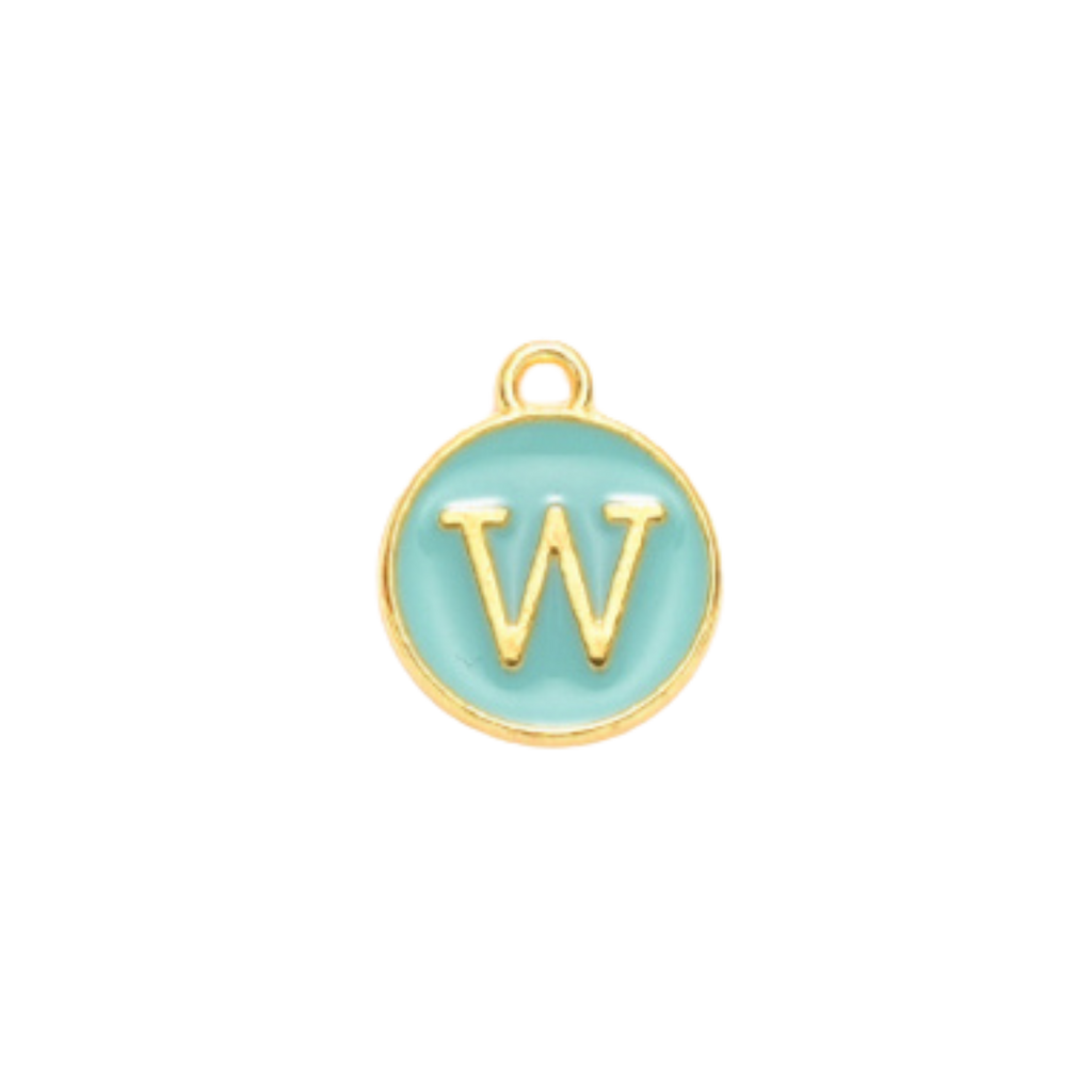 Gold Alloy Colorful Round Initial Charm Individual Letters