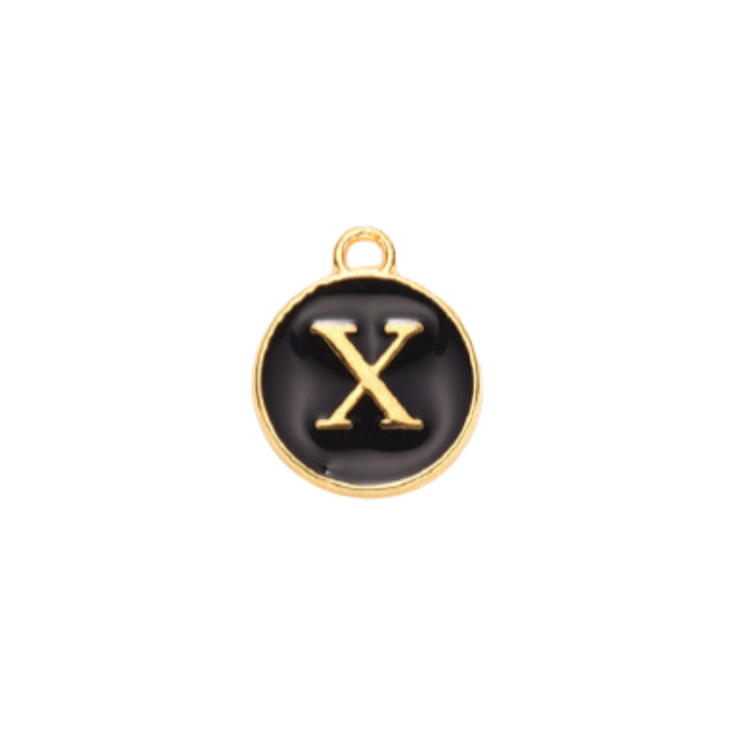 Gold Alloy Colorful Round Initial Charm Individual Letters