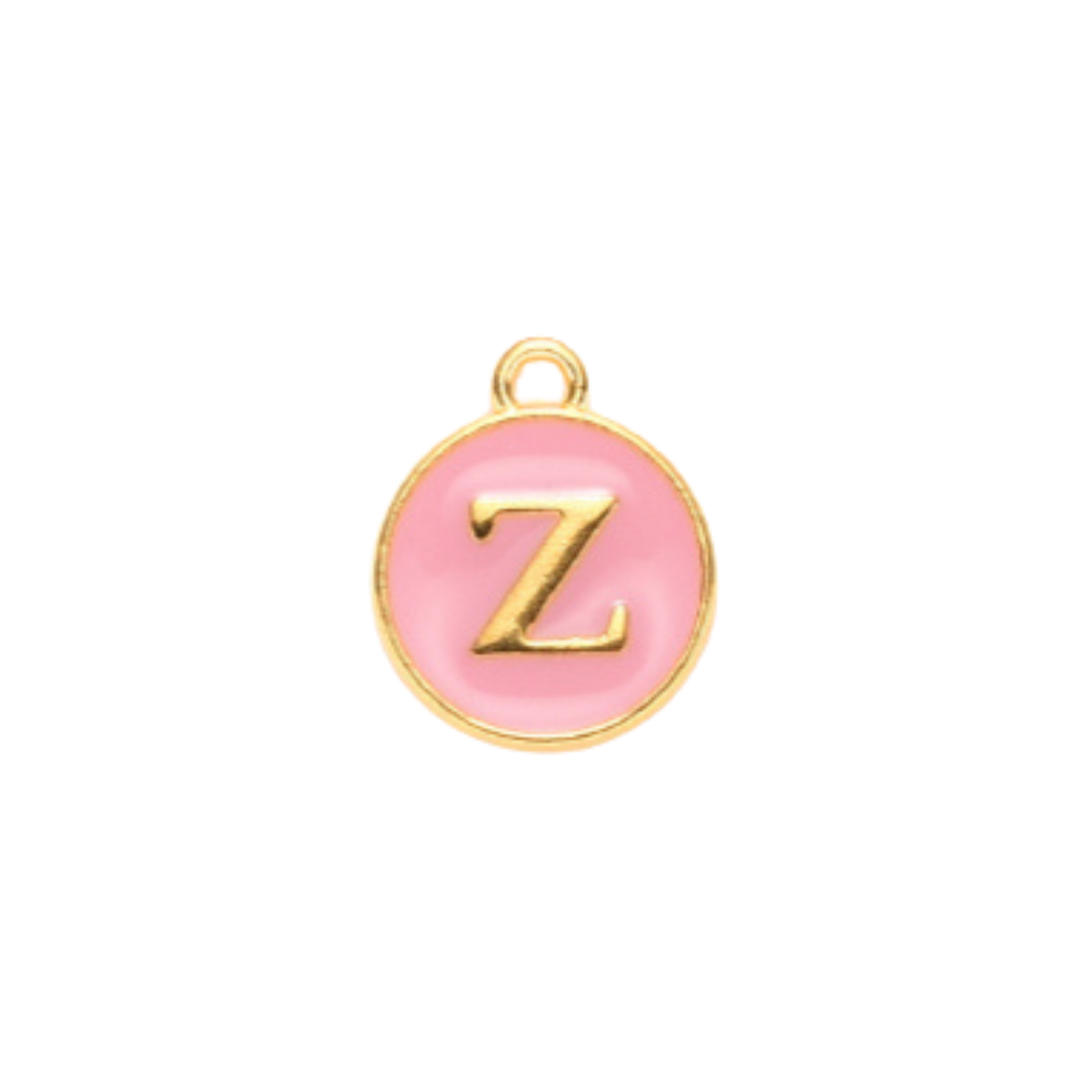 Gold Alloy Colorful Round Initial Charm Individual Letters