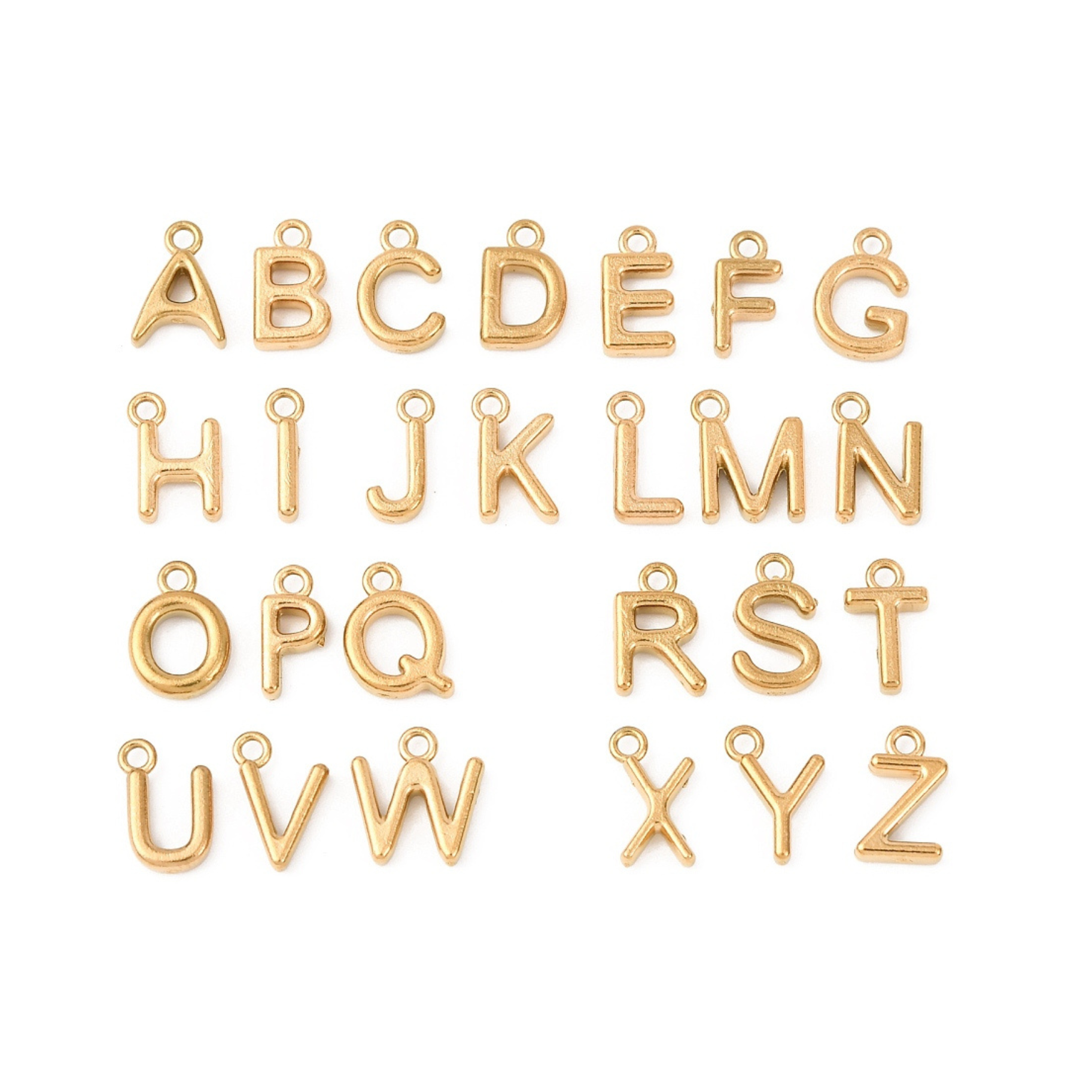 18k Gold PVD Stainless Steel Bold Initial Letter Charm Full Set