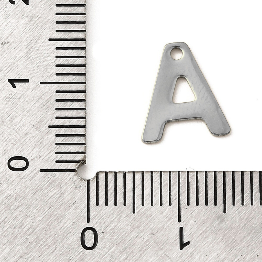 Silver Stainless Steel Initial Charm Individual Letters