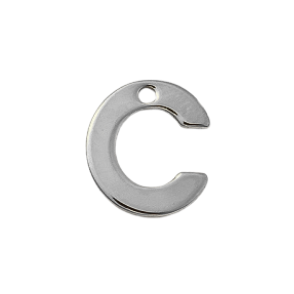 Silver Stainless Steel Initial Charm Individual Letters