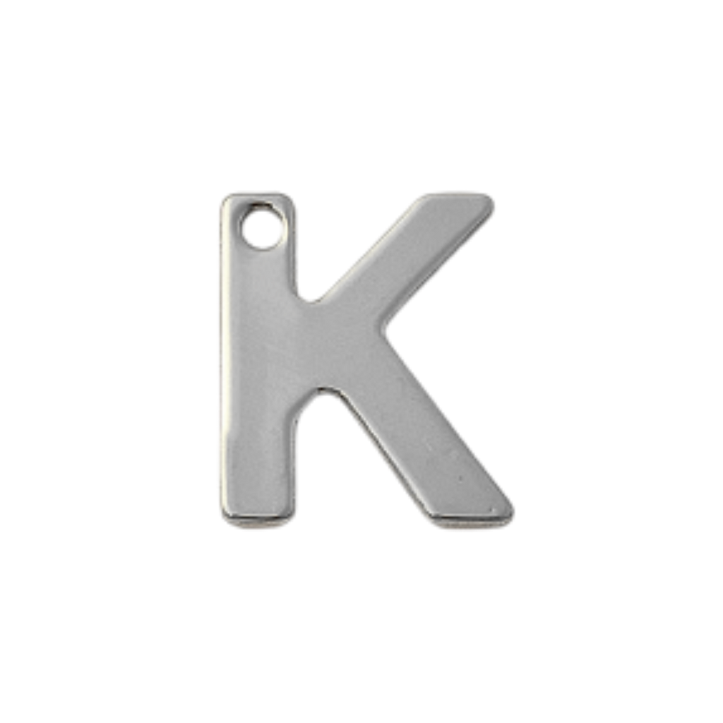 Silver Stainless Steel Initial Charm Individual Letters