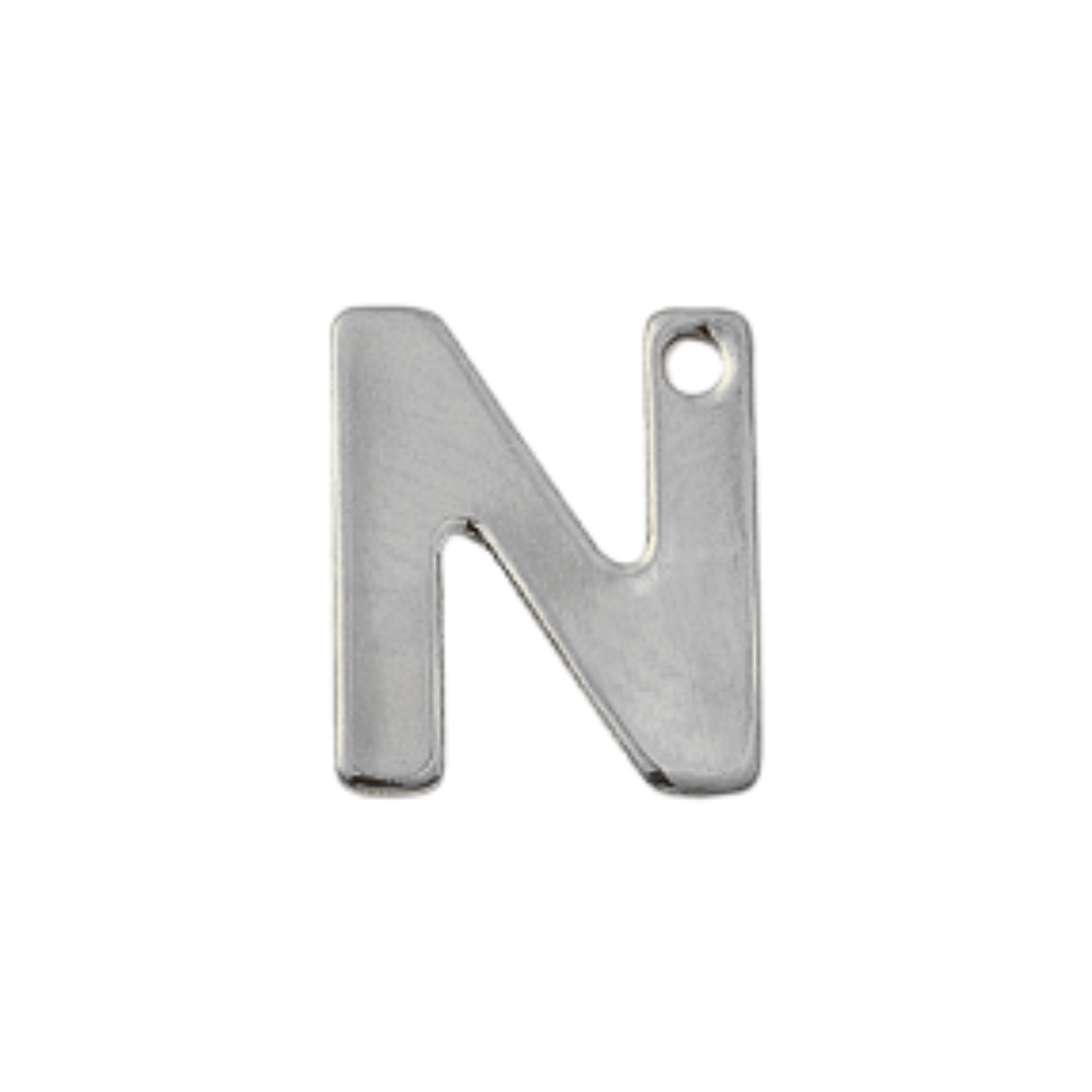 Silver Stainless Steel Initial Charm Individual Letters
