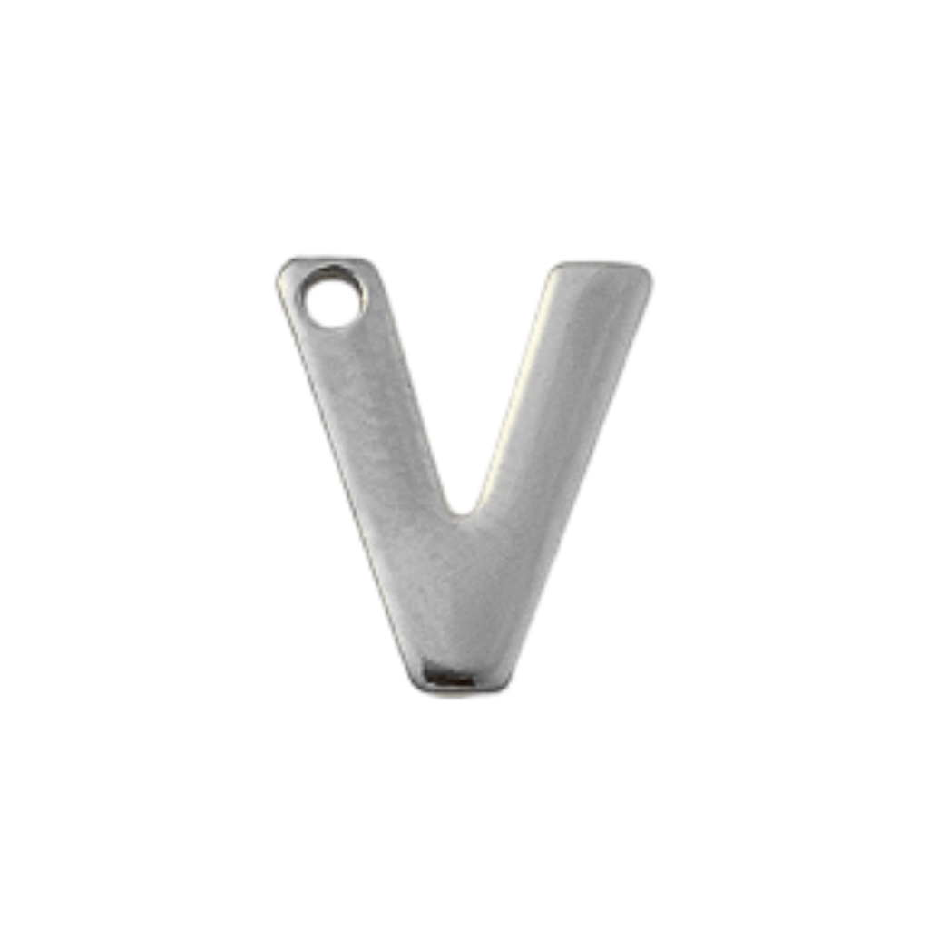 Silver Stainless Steel Initial Charm Individual Letters