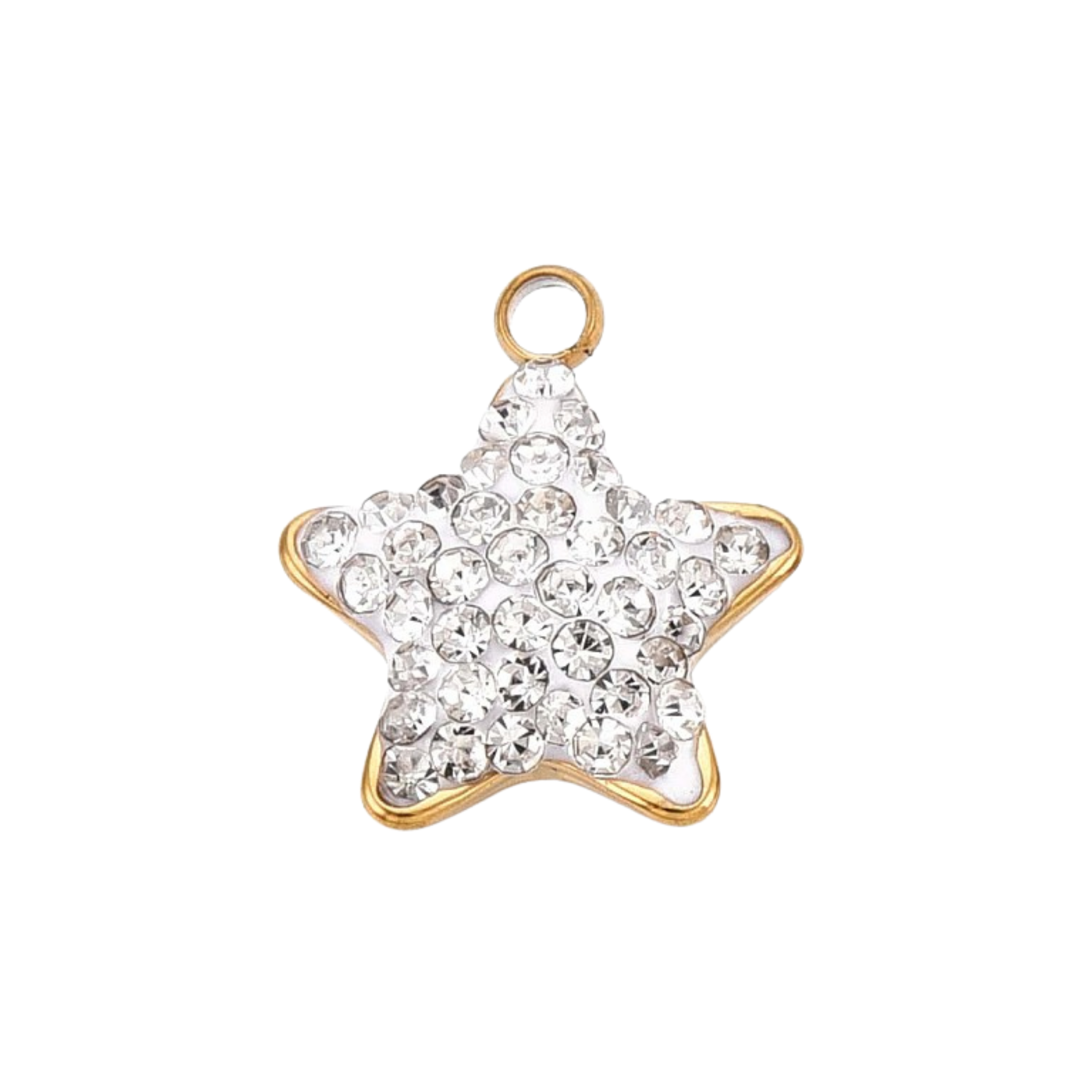 18k Gold Plated Stainless Steel Rhinestone Star Charm