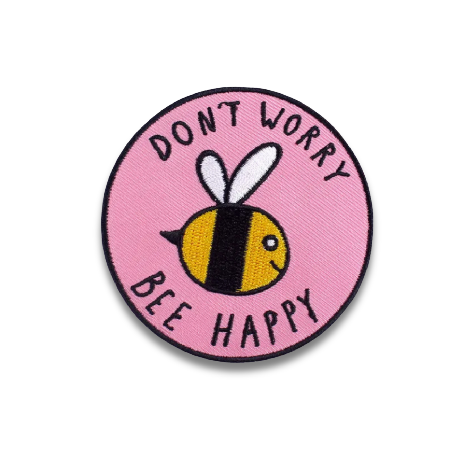 Don't Worry Bee Happy Embroidered Patch - Iron-On Applique