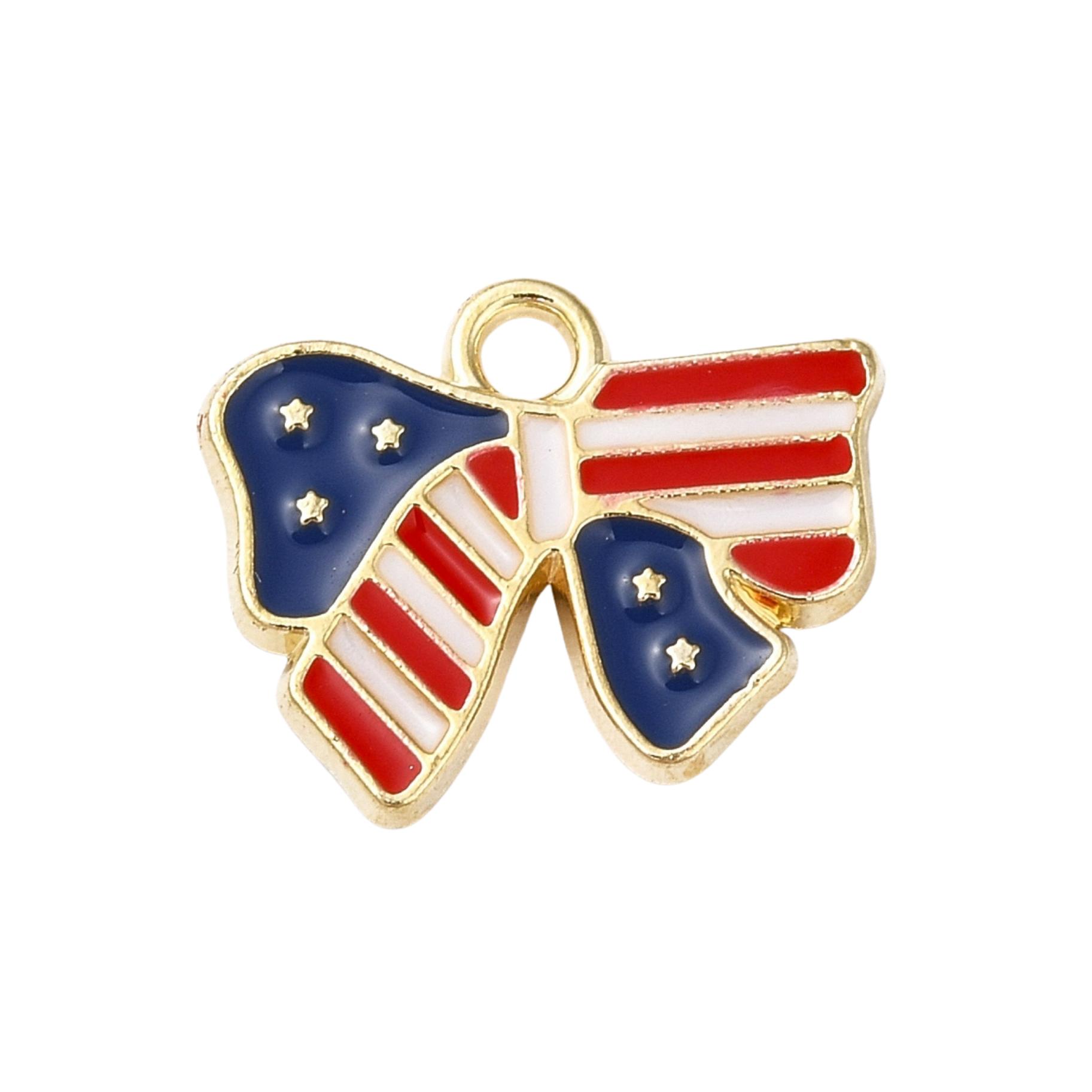 Gold Alloy American Flag Bow Charm