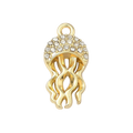 Gold Alloy Rhinestone Jellyfish Charm