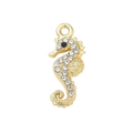 Gold Alloy Rhinestone Seahorse Charm