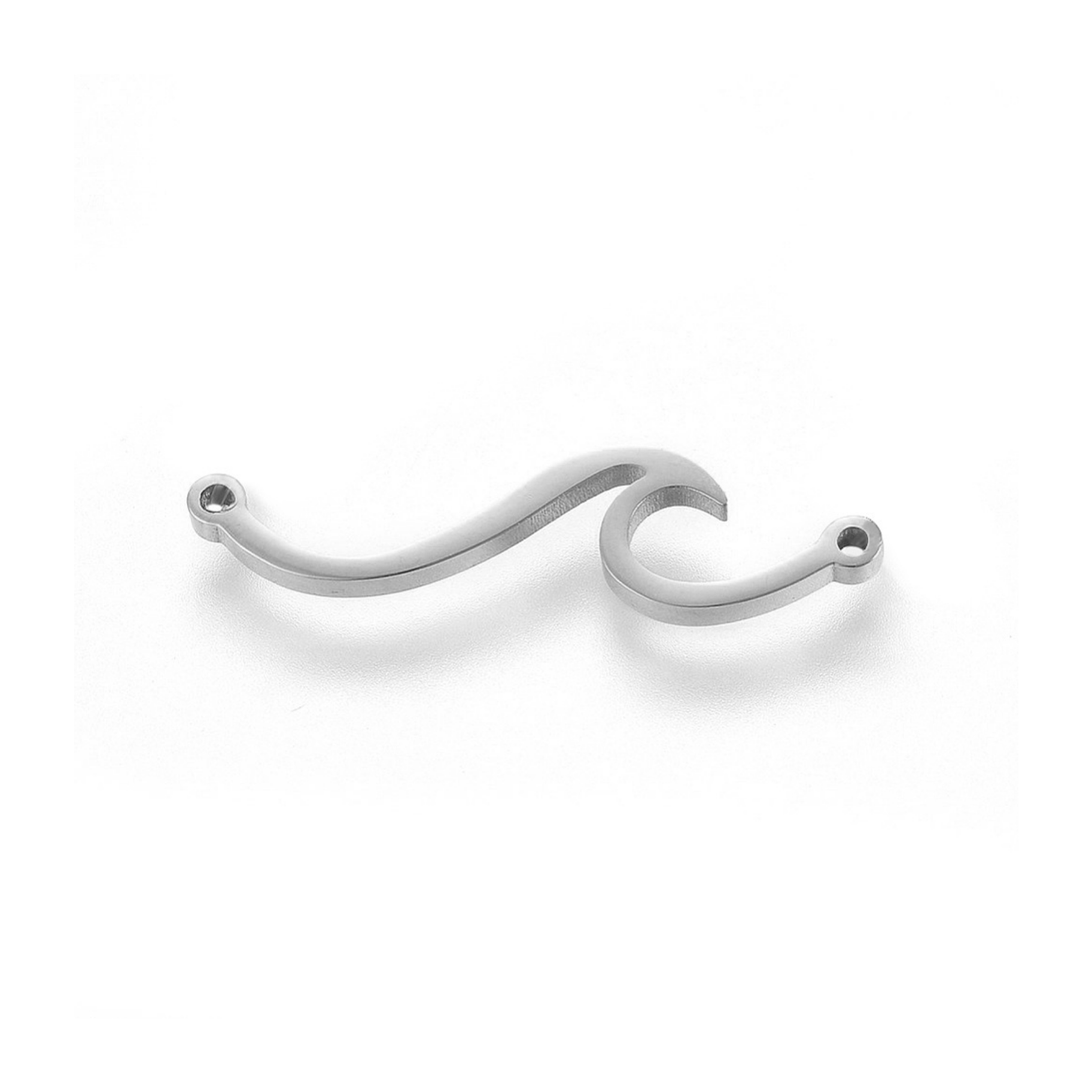 Silver Stainless Steel Wave Connector Charm