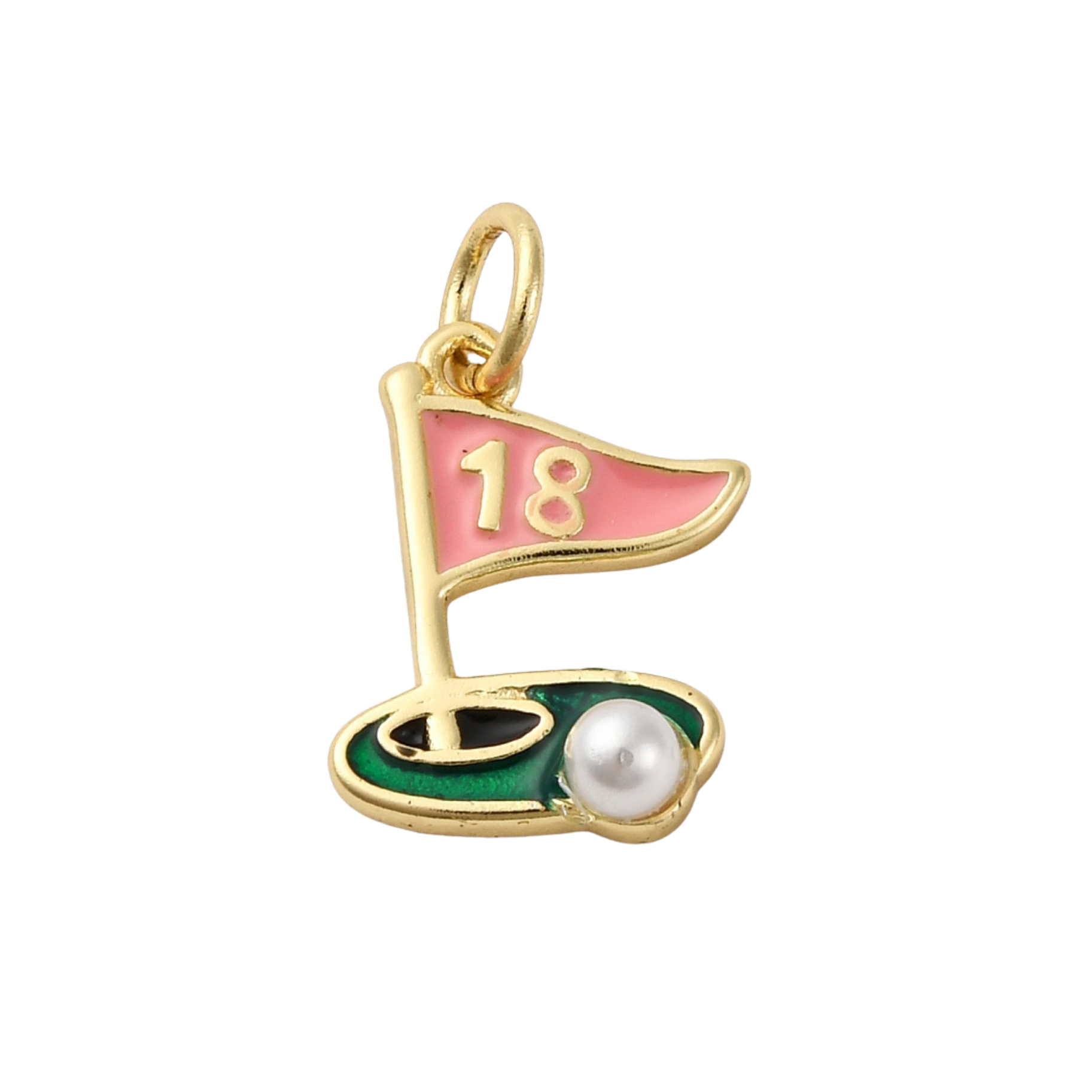 18k Gold Plated Brass Golf 18th Hole Charm