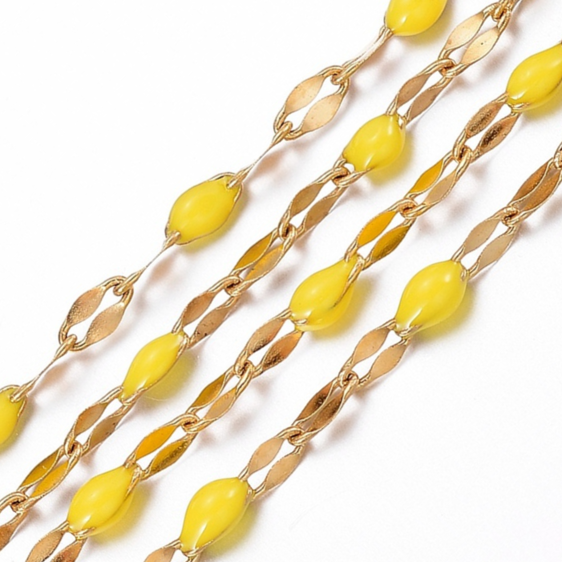 Ion Plated Stainless Steel Yellow Enamel Dapped Chain By the Foot