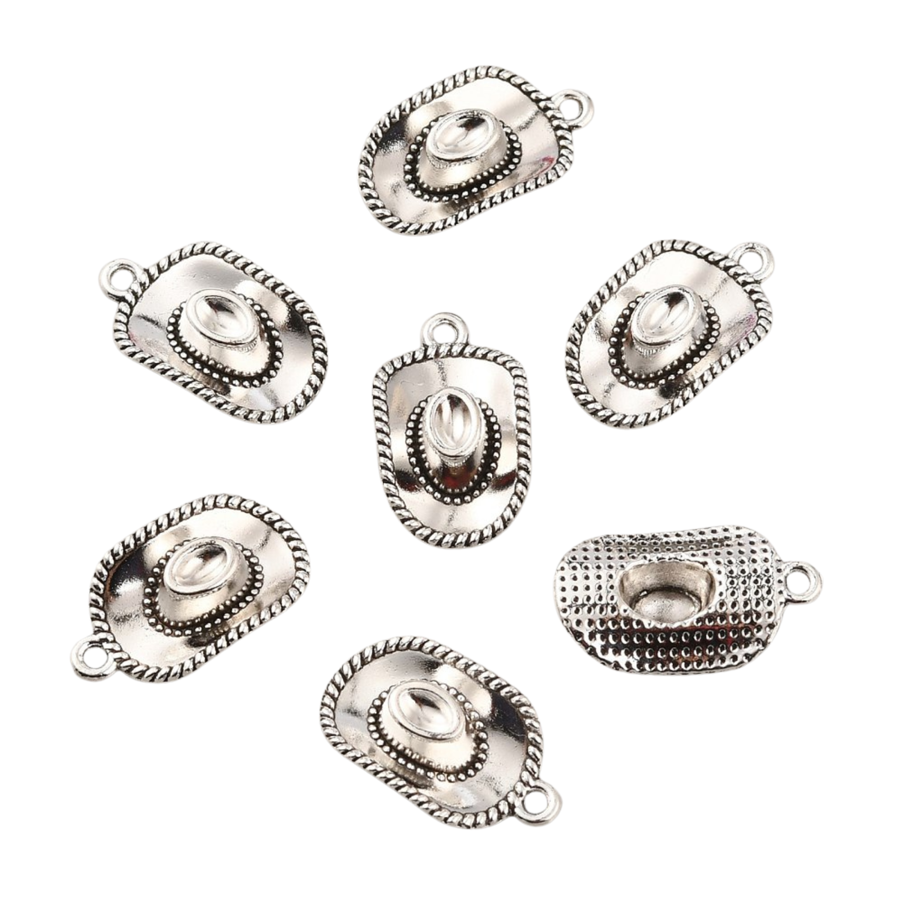 Silver Alloy Cowboy Hat Charm