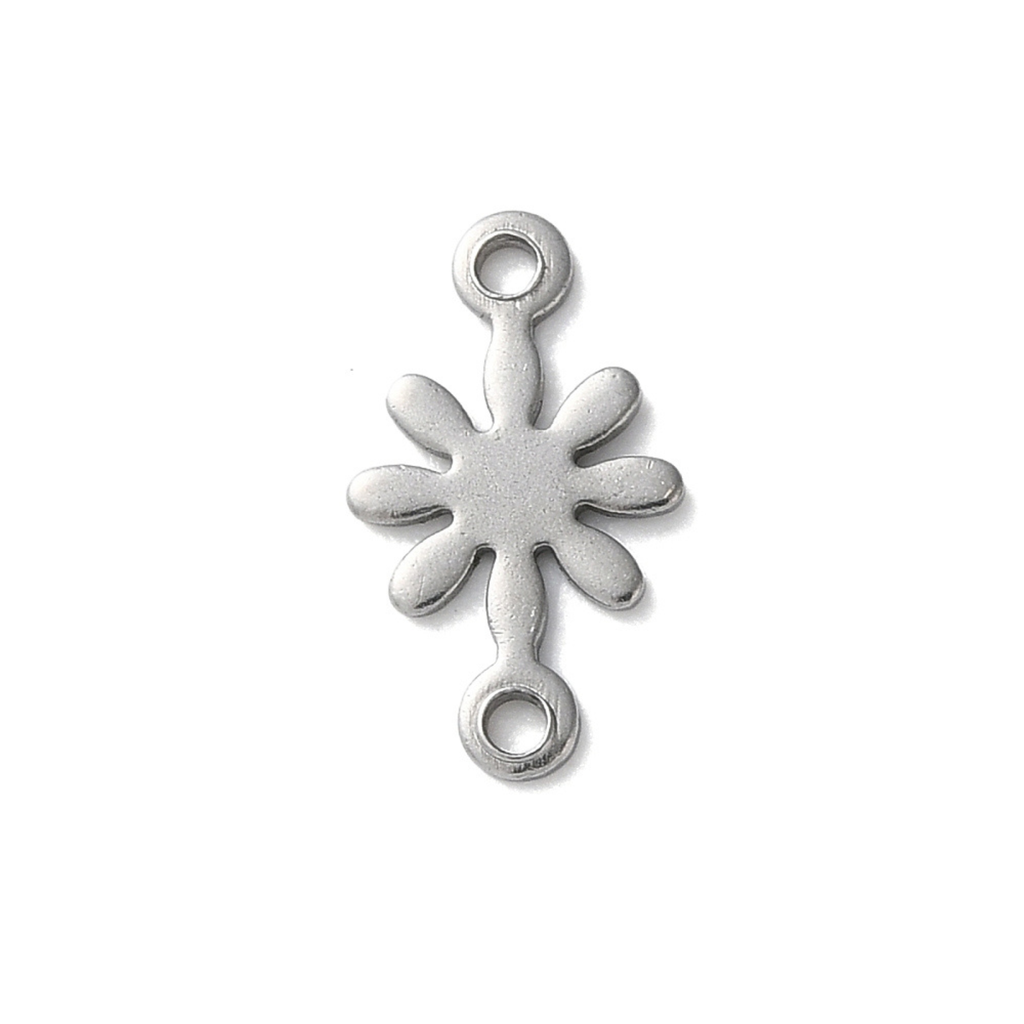 Silver Stainless Steel Flower Connector Charm