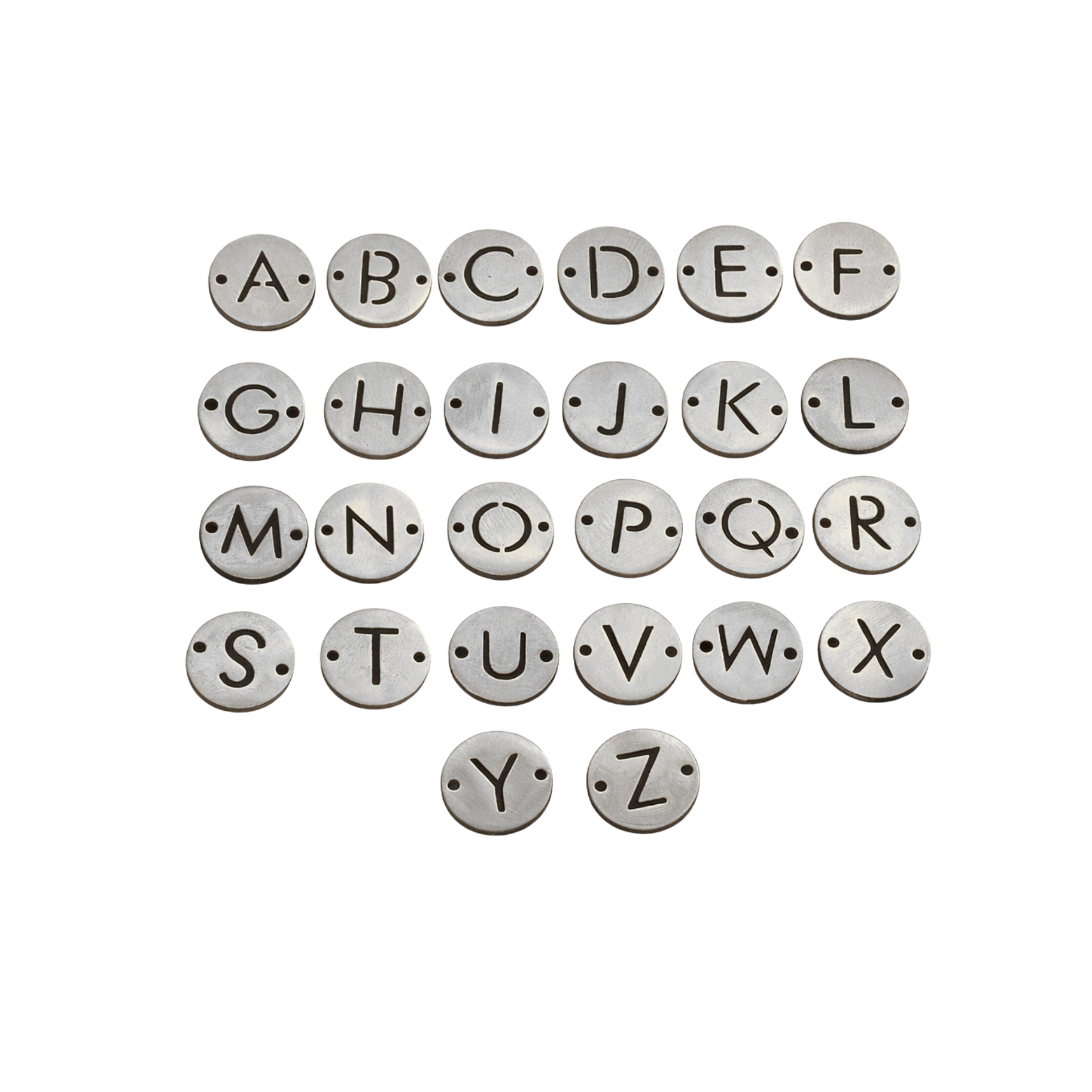 Silver Stainless Steel Initial Connector Charm Full Set