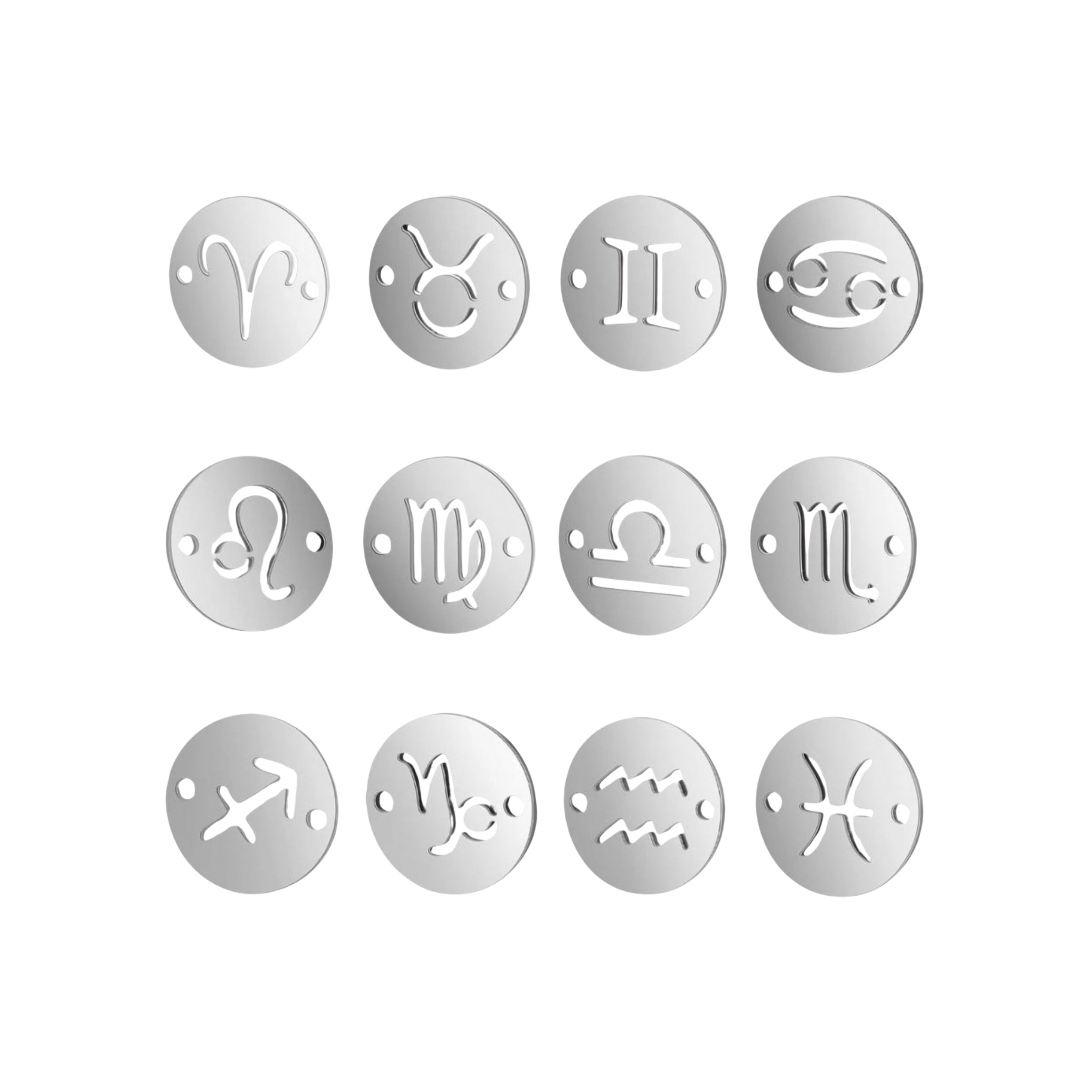 Silver Stainless Steel Zodiac Connector Charm