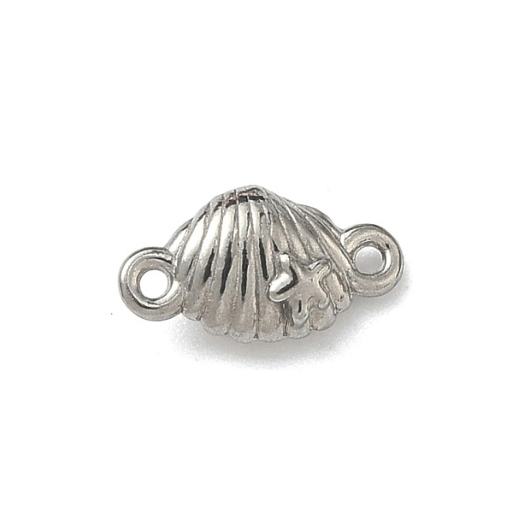 Silver Stainless Steel Seashell Connector Charm