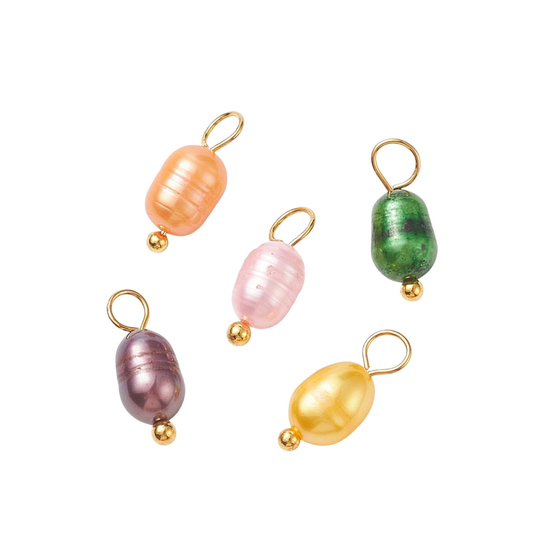 Gold Assorted Colorful Freshwater Pearl Charm