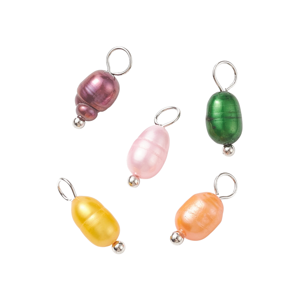 Silver Assorted Colorful Freshwater Pearl Charm