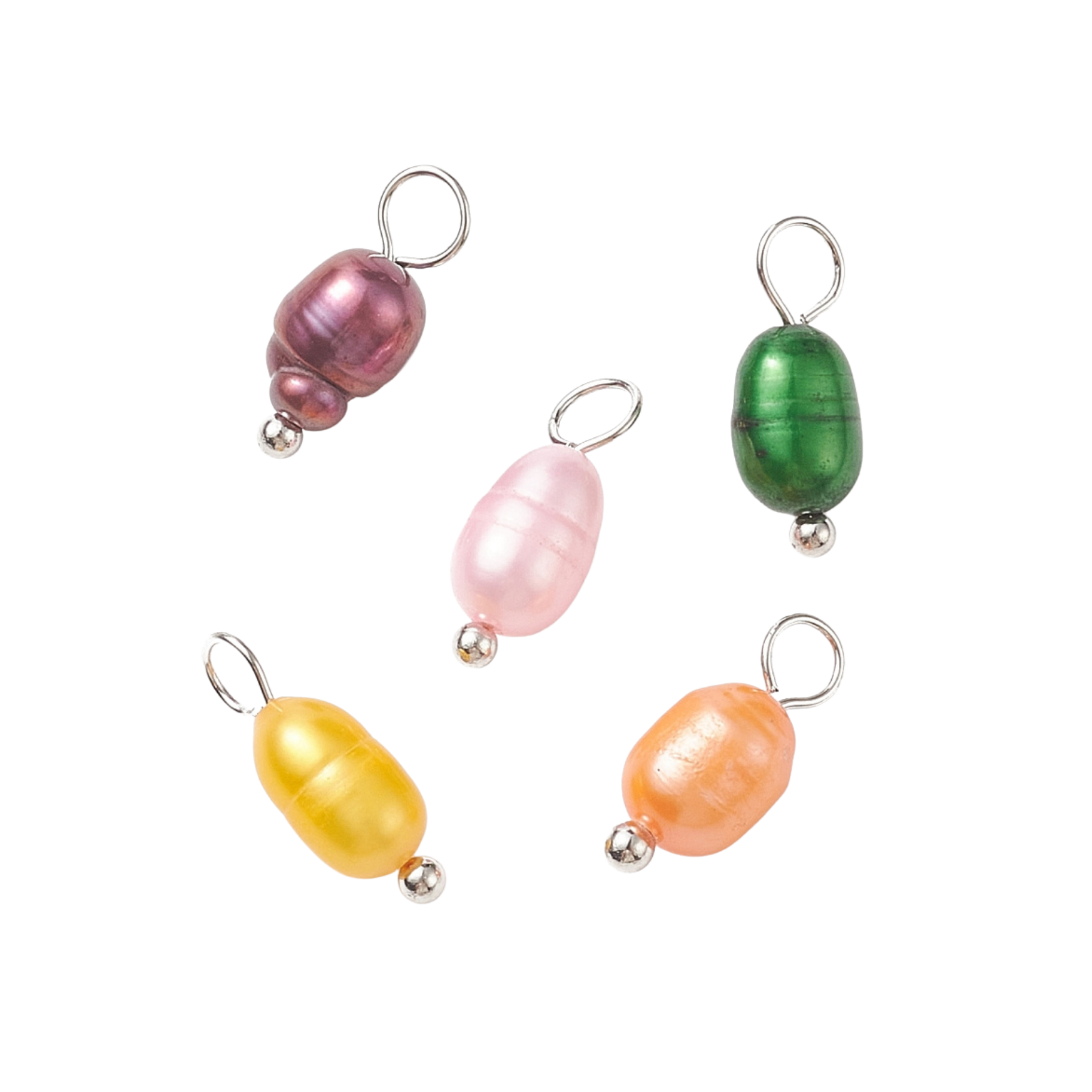 Silver Assorted Colorful Freshwater Pearl Charm
