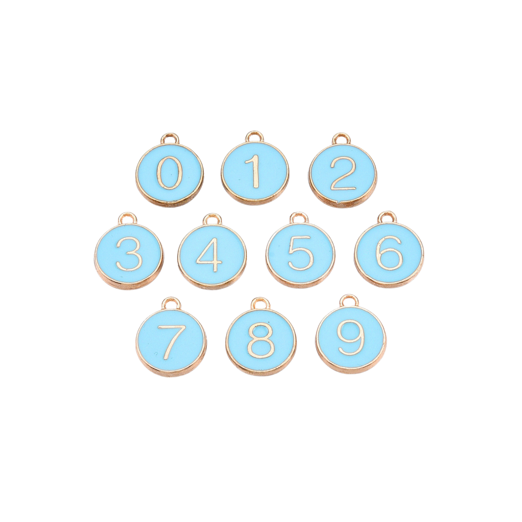 Gold Alloy Blue Number Charm Full Set