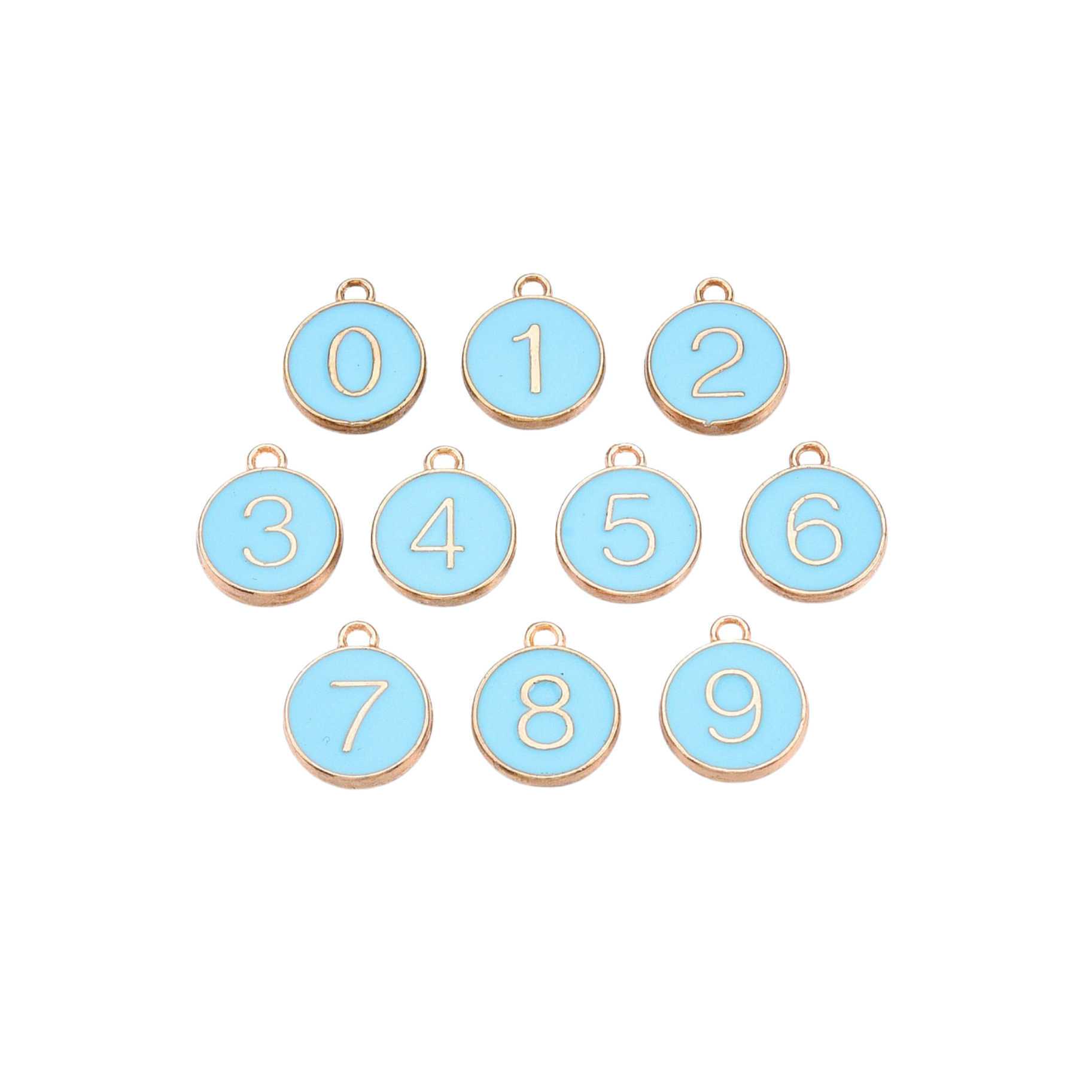 Gold Alloy Blue Number Charm Full Set