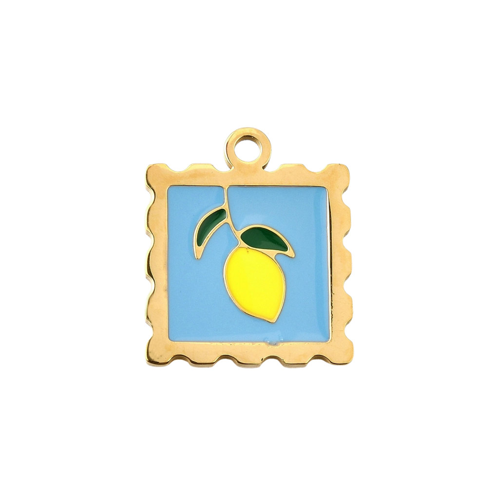 18k Gold PVD Stainless Steel Lemon Stamp Charm