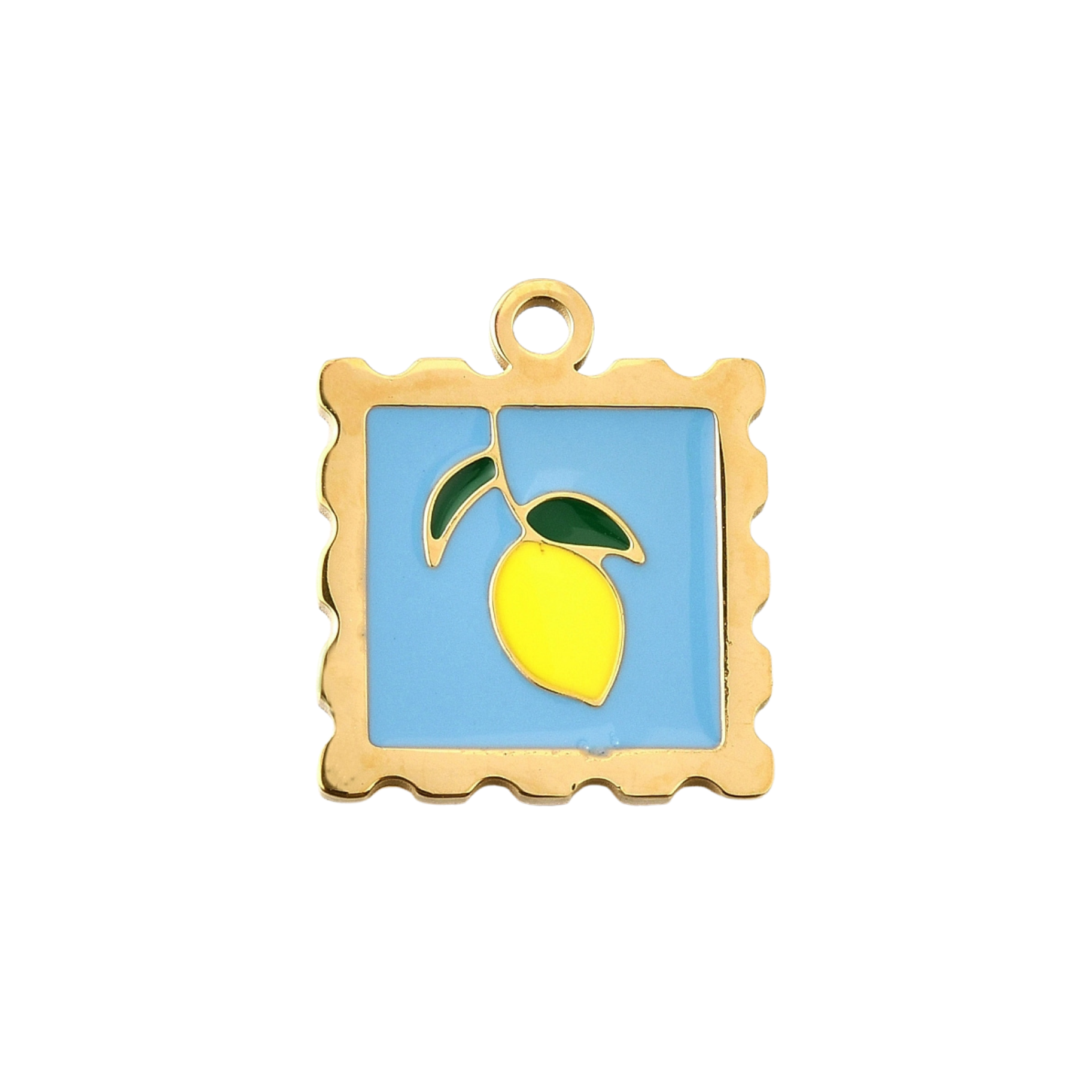 18k Gold PVD Stainless Steel Lemon Stamp Charm