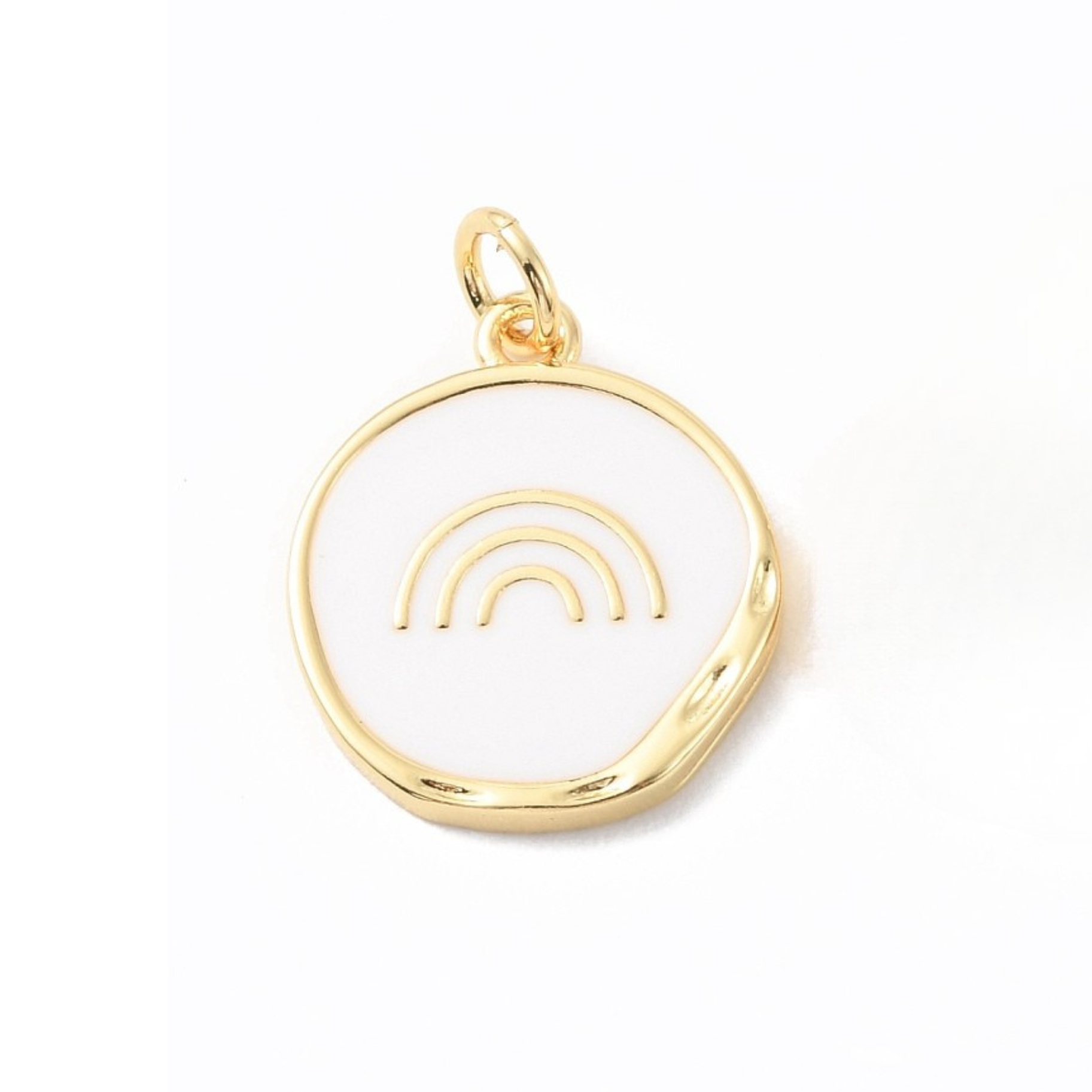 18k Gold Plated Brass Round Rainbow Charm
