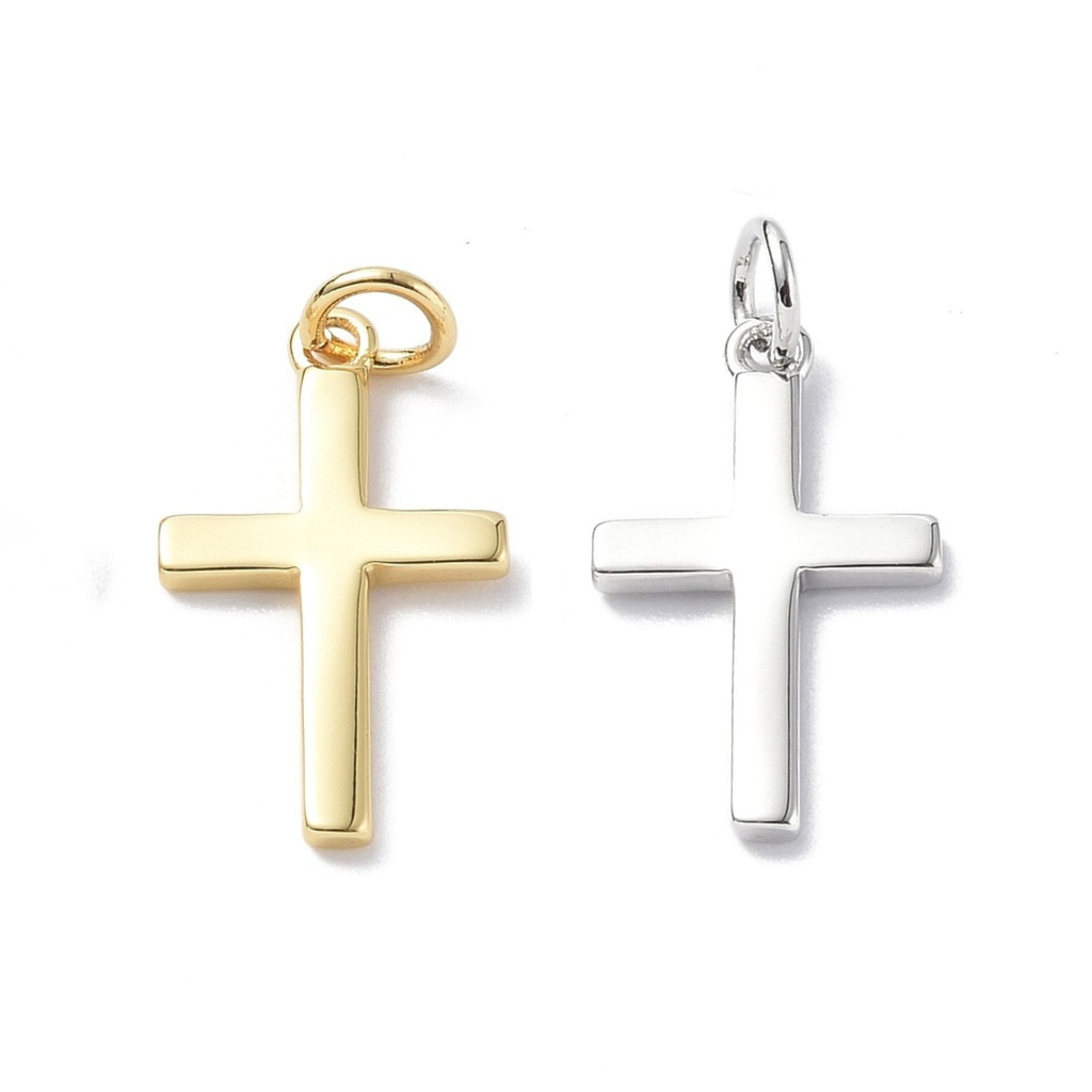 18k Gold Plated Brass Cross Charm