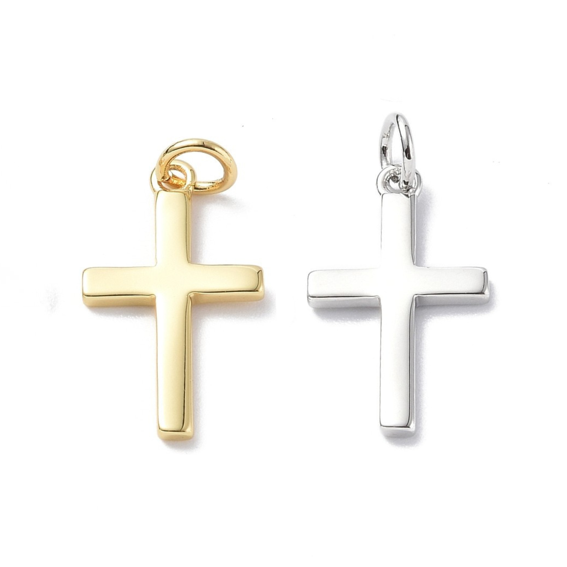 18k Gold Plated Brass Cross Charm