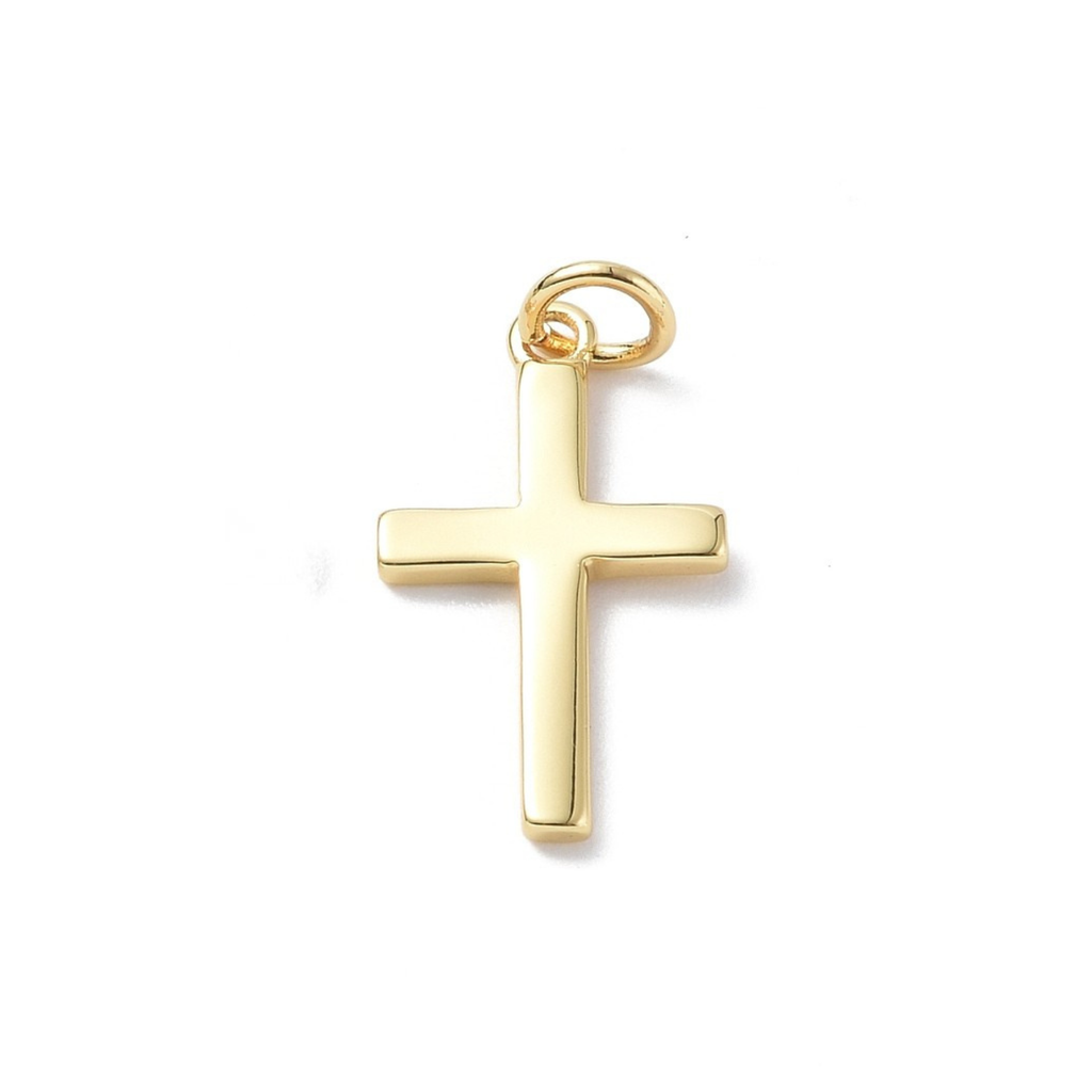 18k Gold Plated Brass Cross Charm
