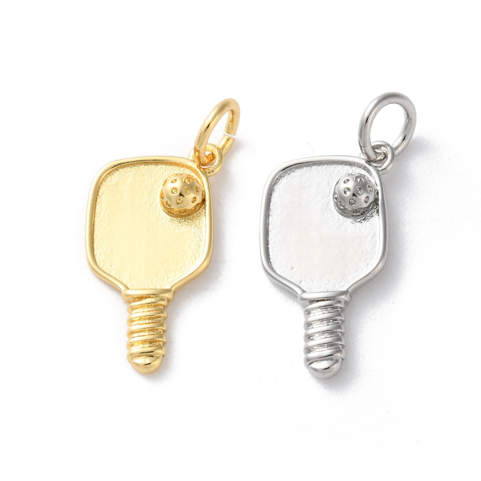 18k Gold Plated Brass Pickleball Paddle Charm